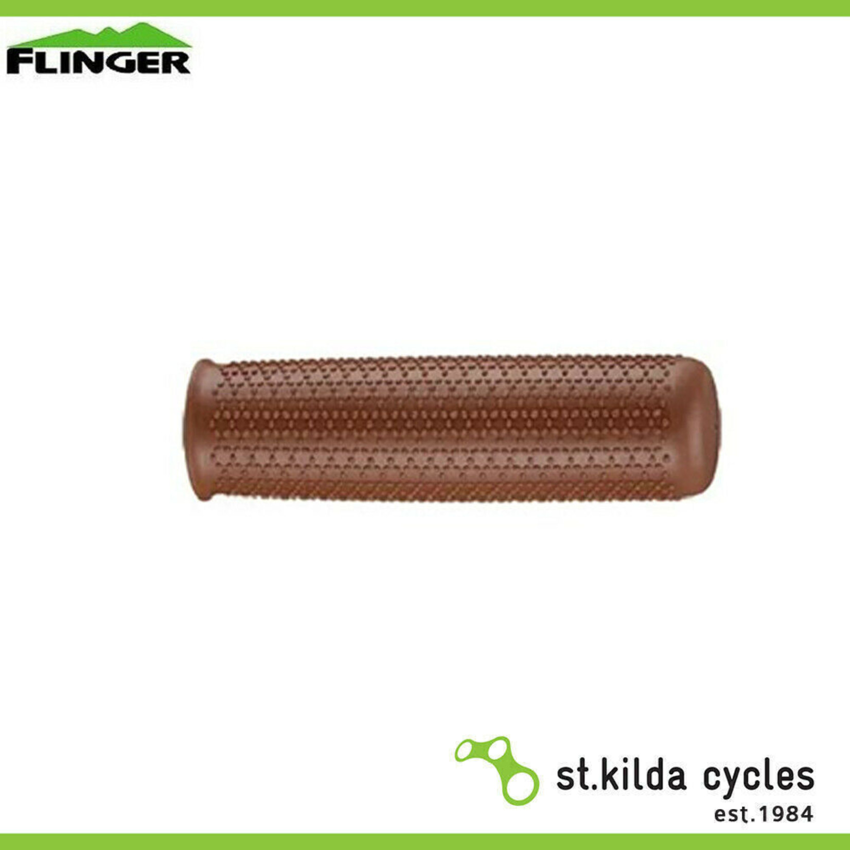 Incomex Trading Pty Ltd Flinger Bike Handlbar Grips - 115mm, closed end type - TPR, great retro - brown