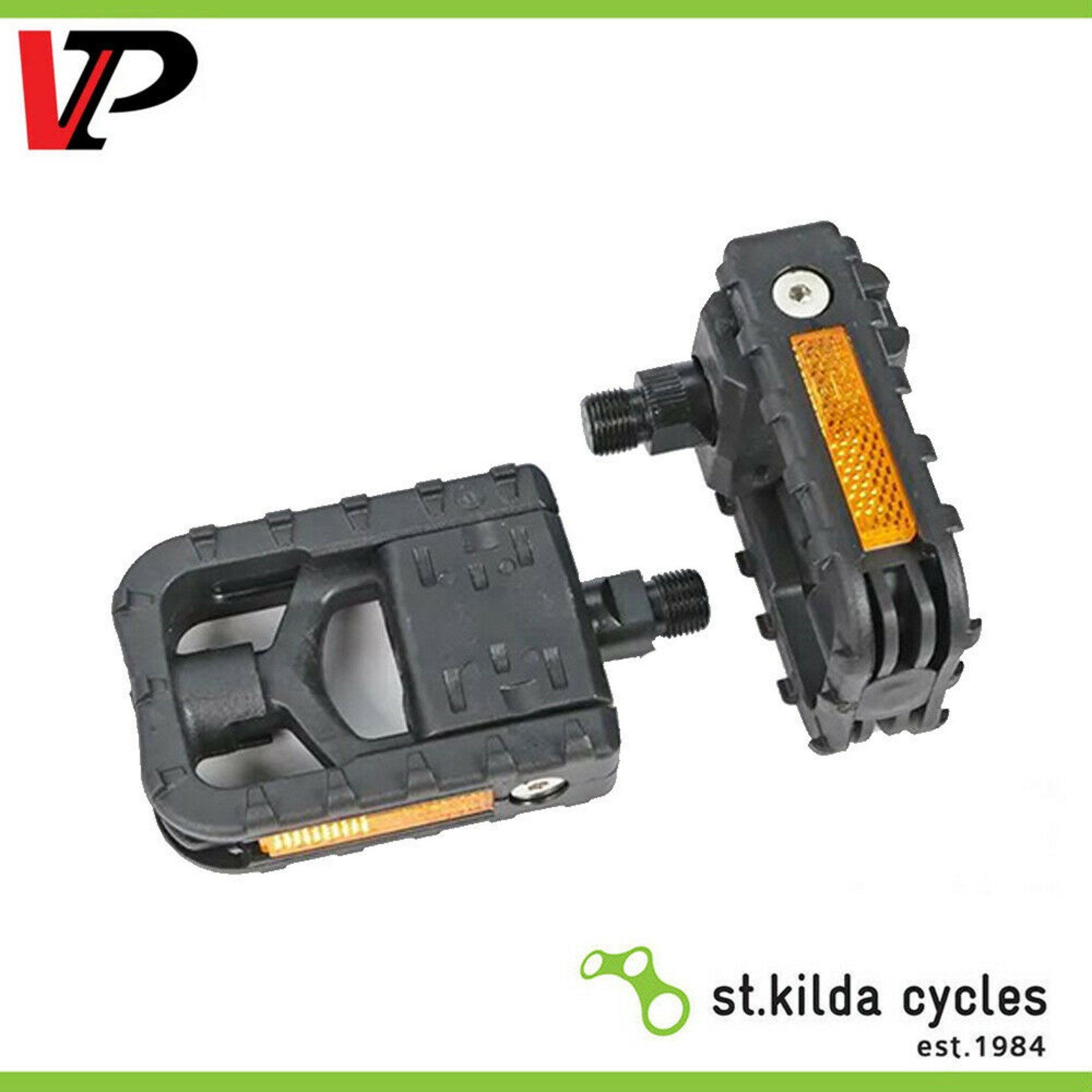 Incomex Trading Pty Ltd VP Bike Pedals 9/16" Folding Fiberglass/Nylon Platform - Black