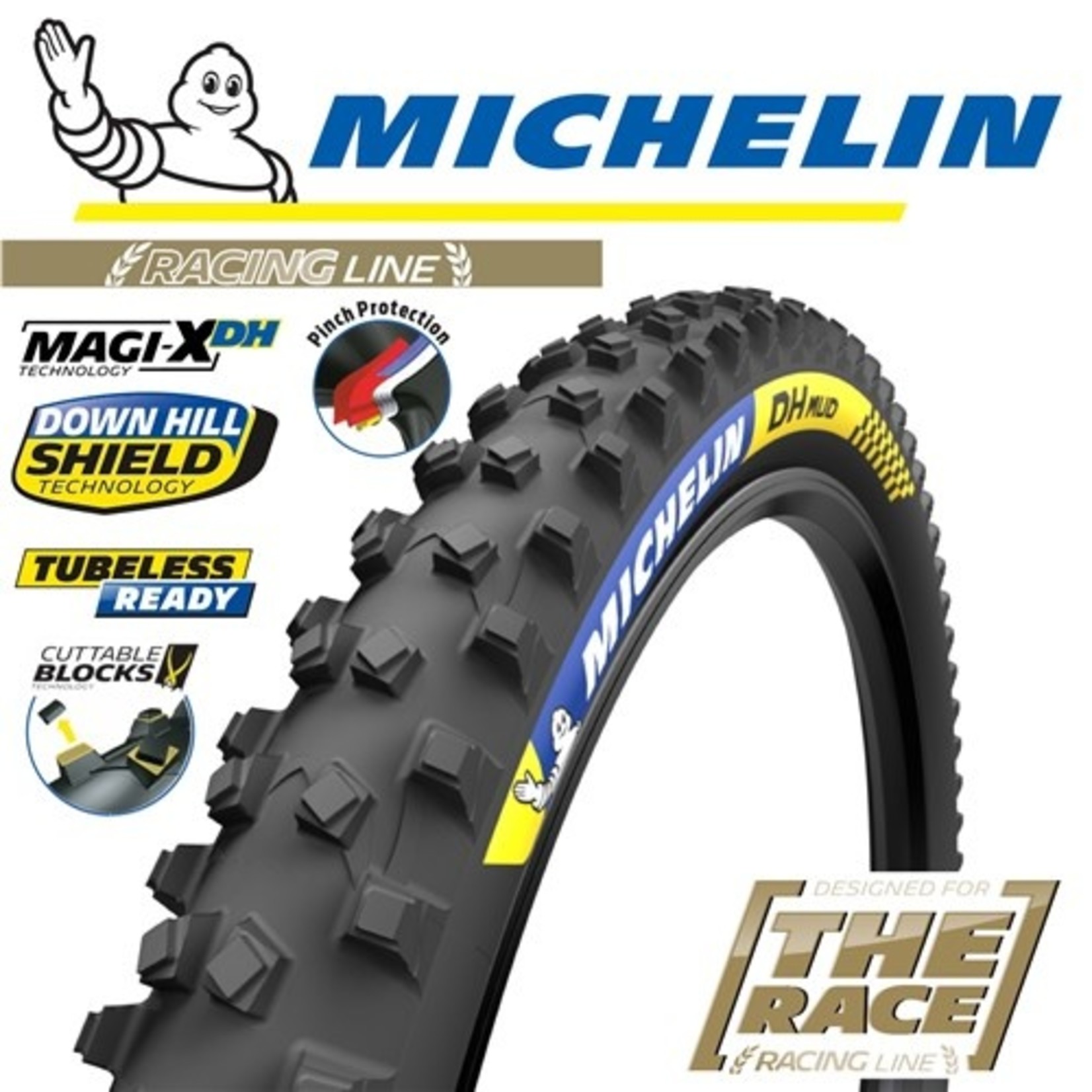 Michelin Michelin Downhill Bike Tyre - DH Mud - 27.5" X 2.4" - Wire Bead Tyre - Pair