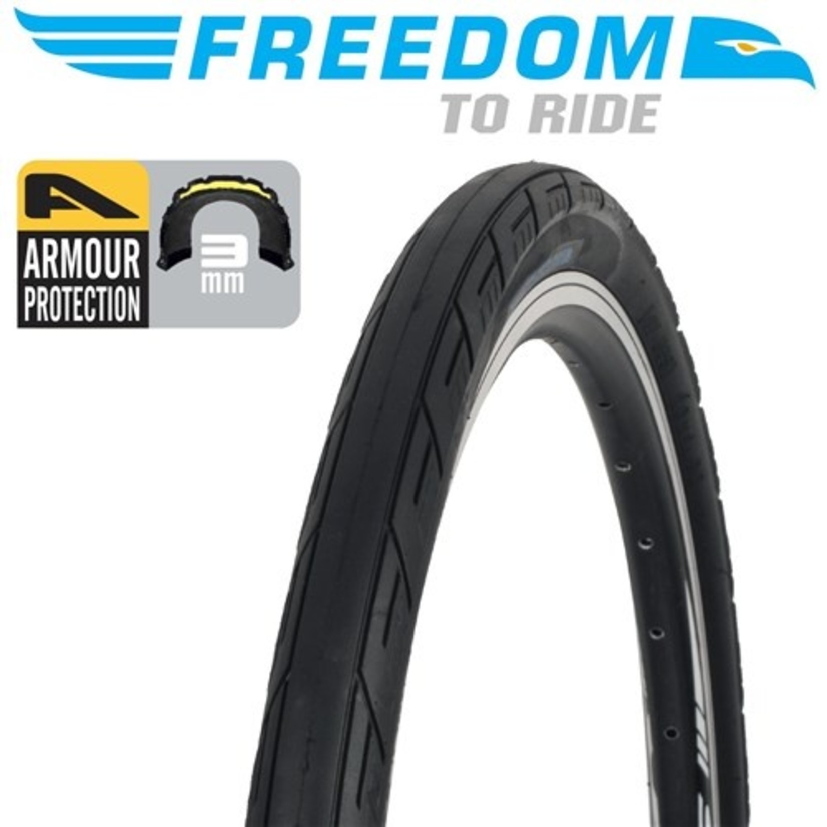 Freedom 2 X Freedom Bike Tyre - Roadrunner Armour Protection - 700 X 28C - Tyre (Pair)