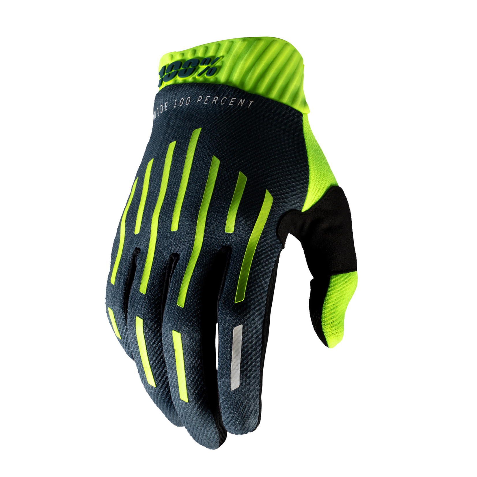 100% Ridefit Cycling Glove - Fluo Yellow/Charcoal