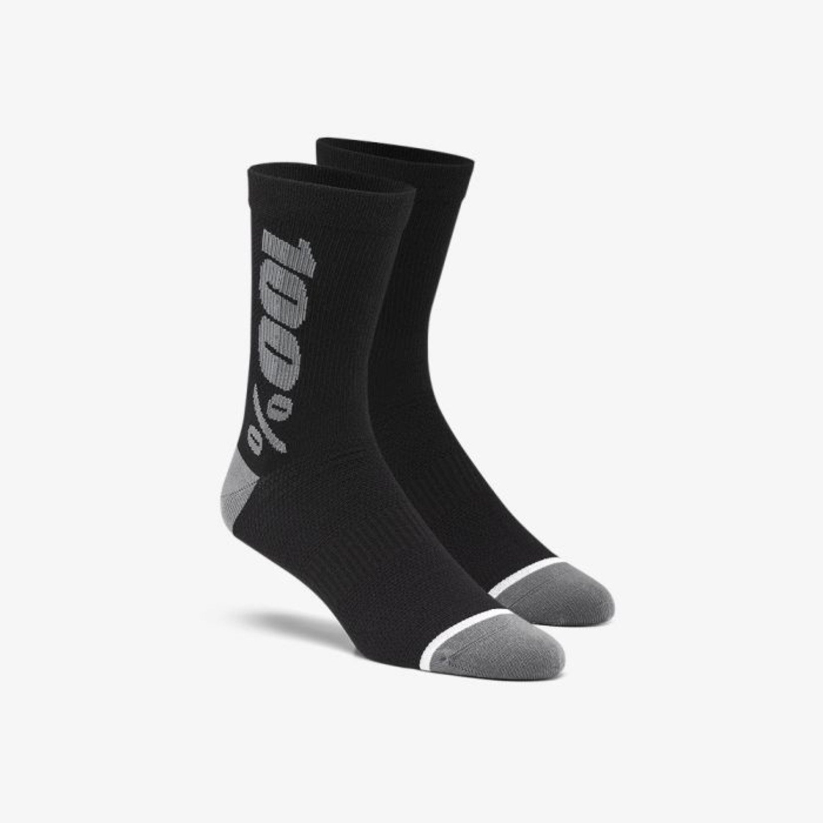 100% Rythym Merino Wool Performance Bike Gear Socks - Black/Grey