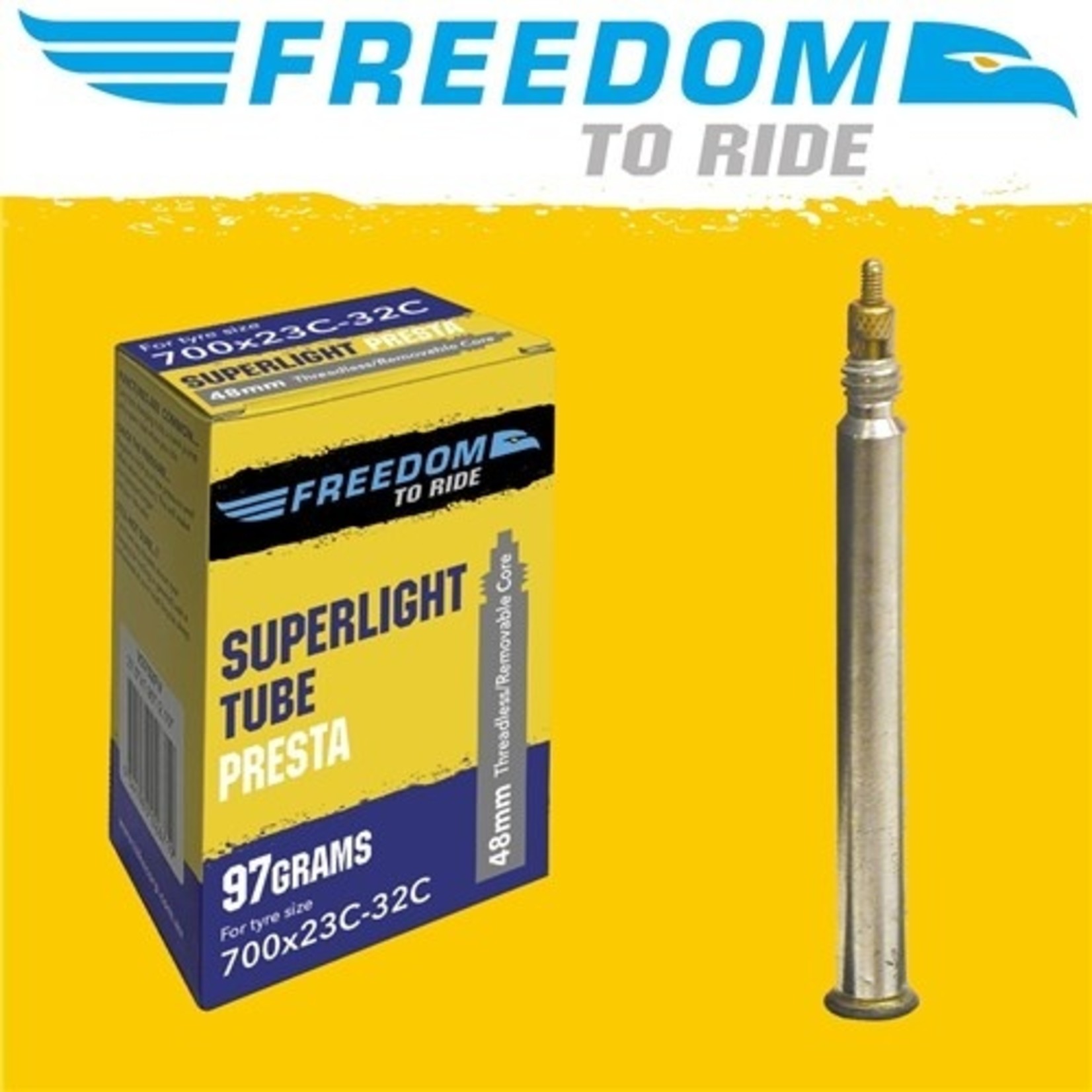 Freedom Freedom Bike Tube Superlight 48mm Presta 700x23C-32C Threadless/Removable Core