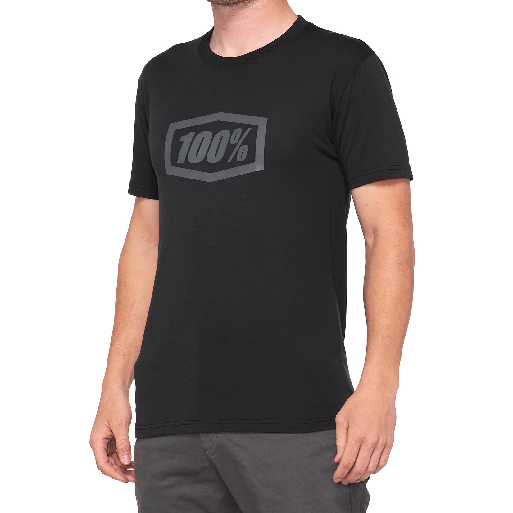 FE sports 100% Essential Tech Tee Shirt - Black/Grey 85% Polyester/15% Cotton Dri-release