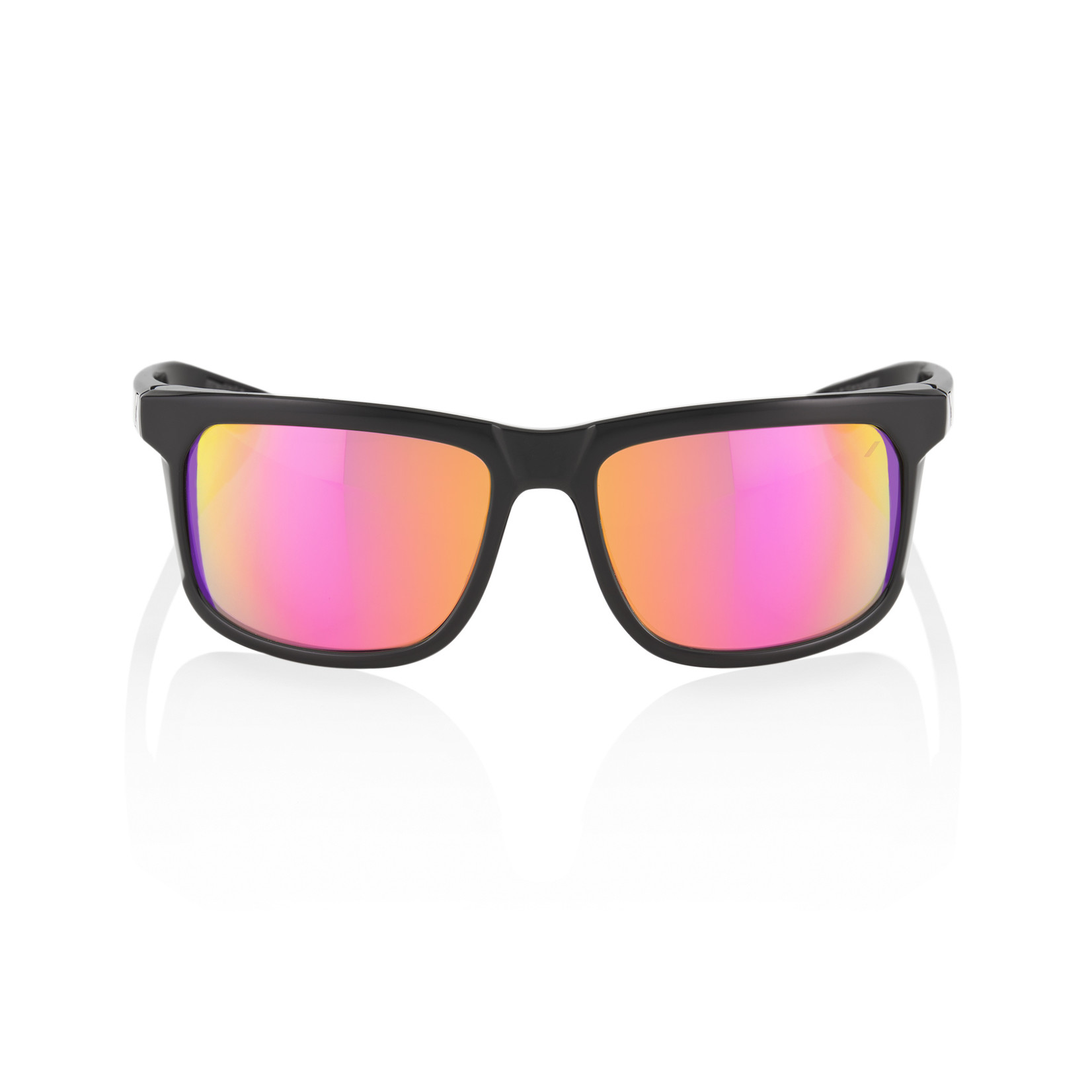 1 100% Hakan Bike Sunglasses Polished Black - Purple Mirror
