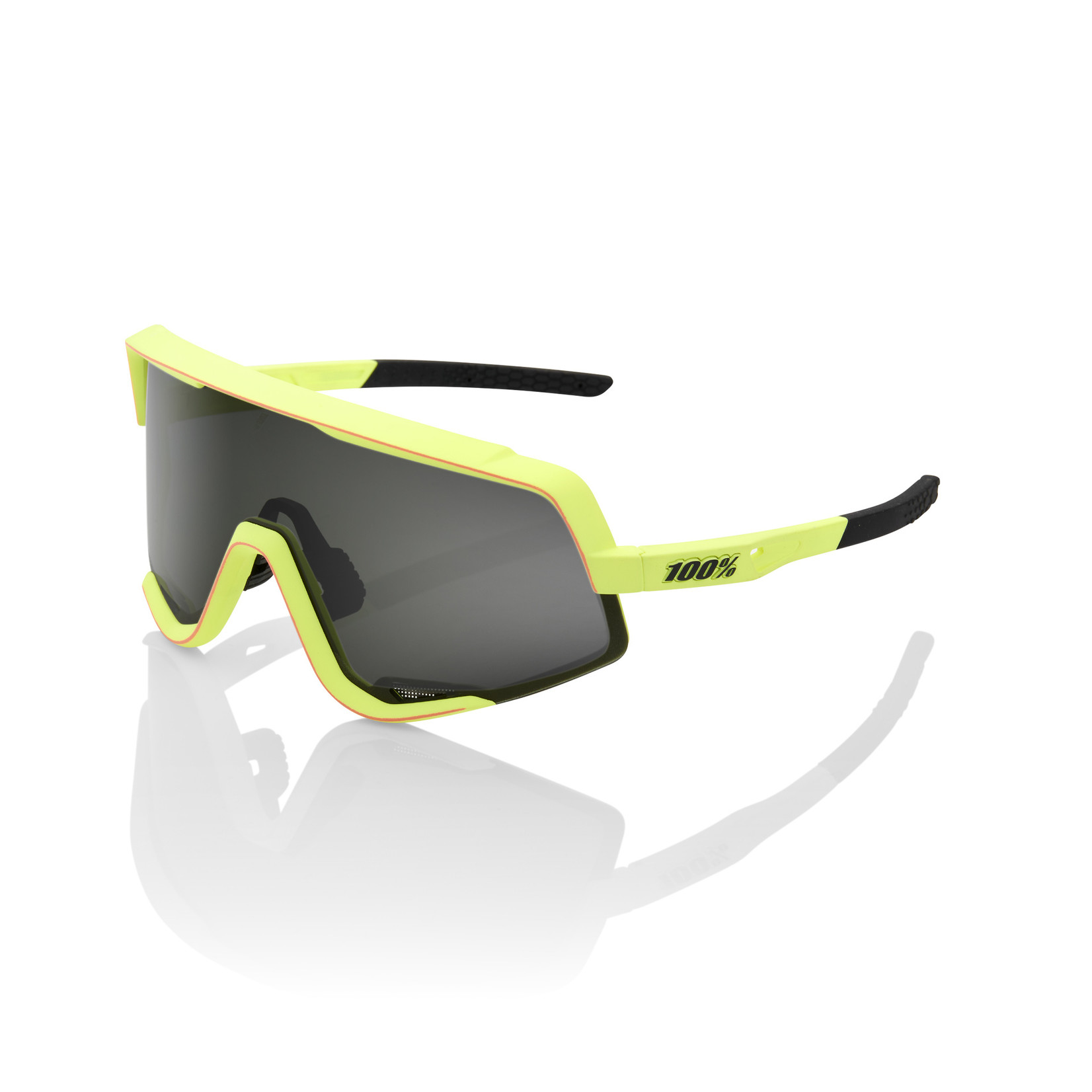 1 100% Glendale Sunglasses Soft Tact Washed Out Neon Yellow - Smoke
