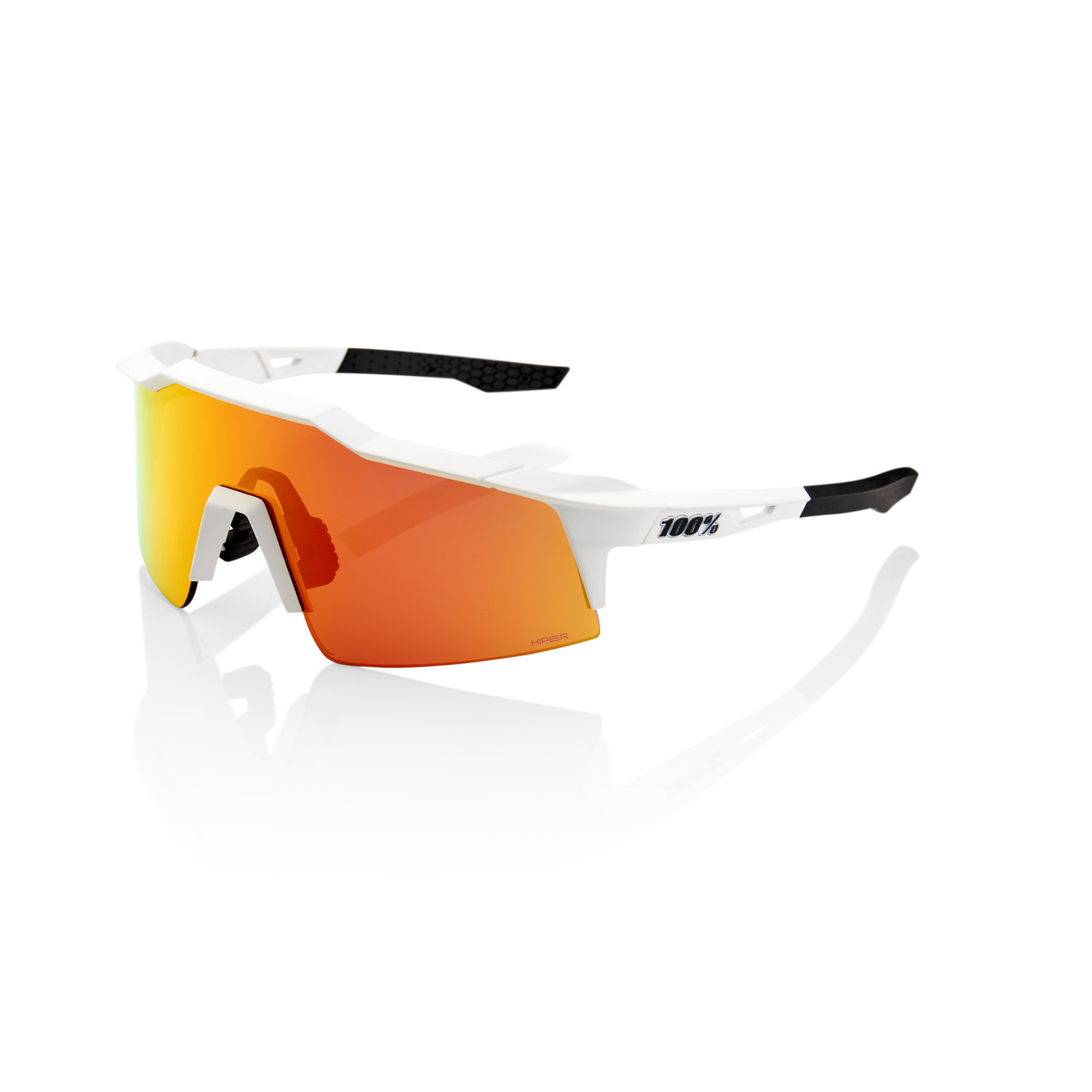 1 100% Speedcraft SL Bike Sunglasses Soft Tact off White - Hiper Red