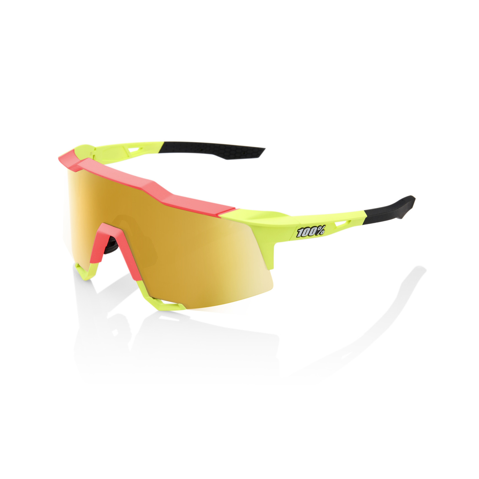 100 Percent 100% Speedcraft Bike Sunglasses Matte Washed Out Neon Yellow - Flash Gold Mirror