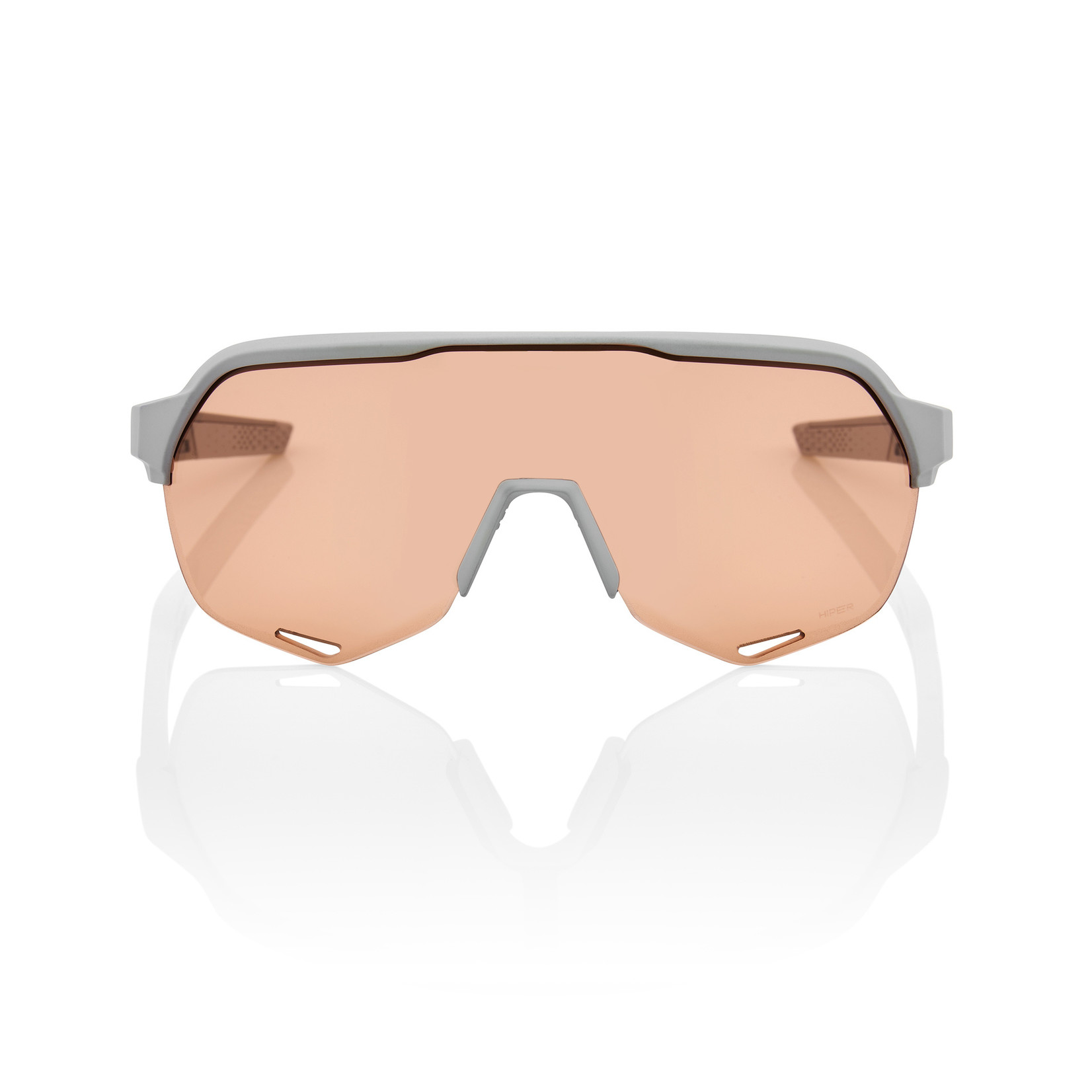 1 100% S2 Bike Sunglasses Soft Tact Stone Grey - Hiper Coral