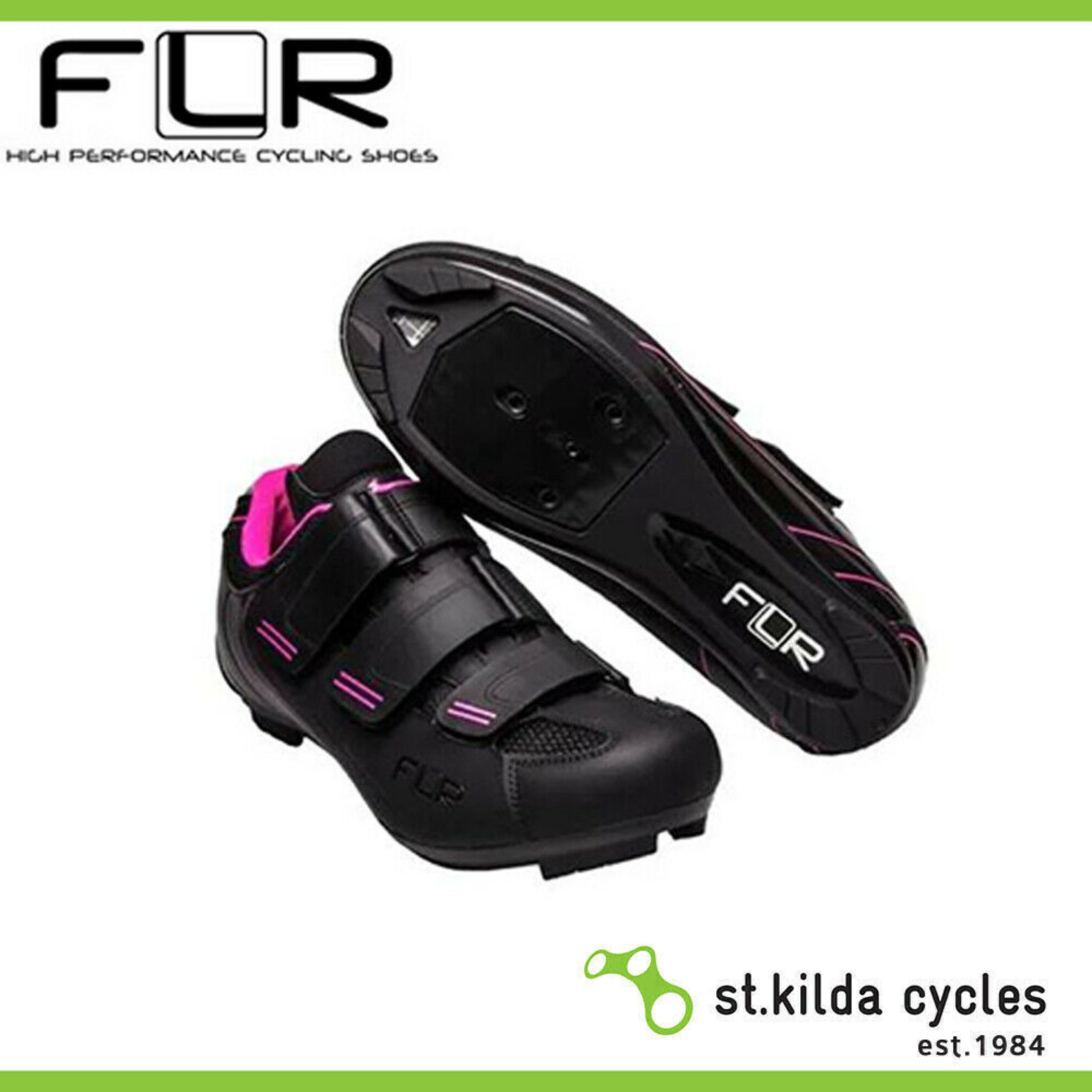 FLR FLR F-35-III Pro Road Shoes - R250 Outsole - Laces - Size 38 - Black - Pink