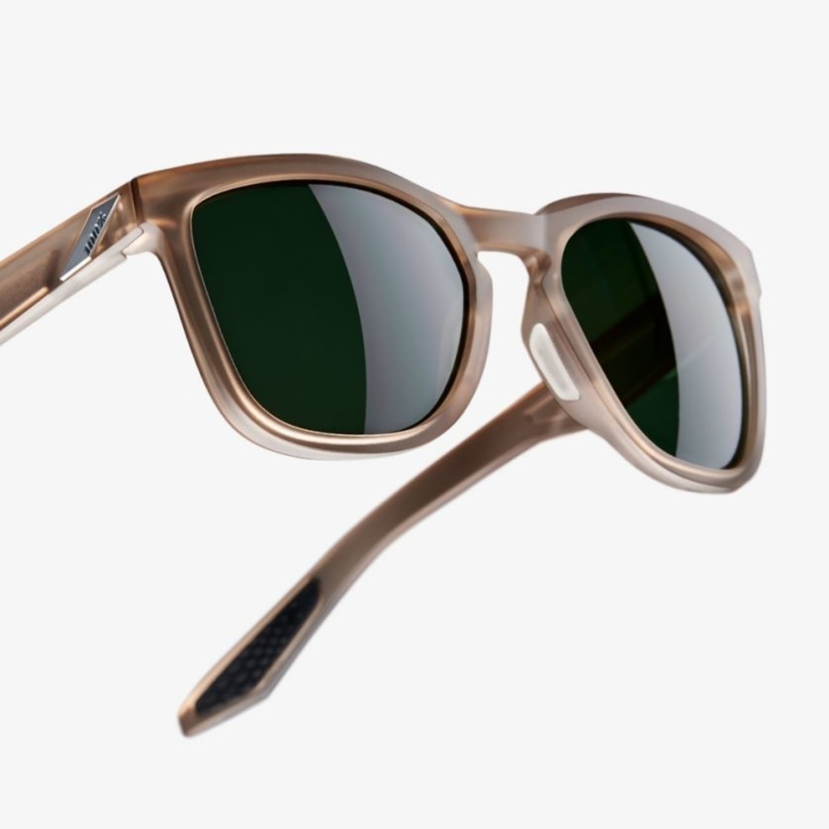 100% 100% HUDSON Sunglasses - Crystal Sepia - Grey Green Mirror