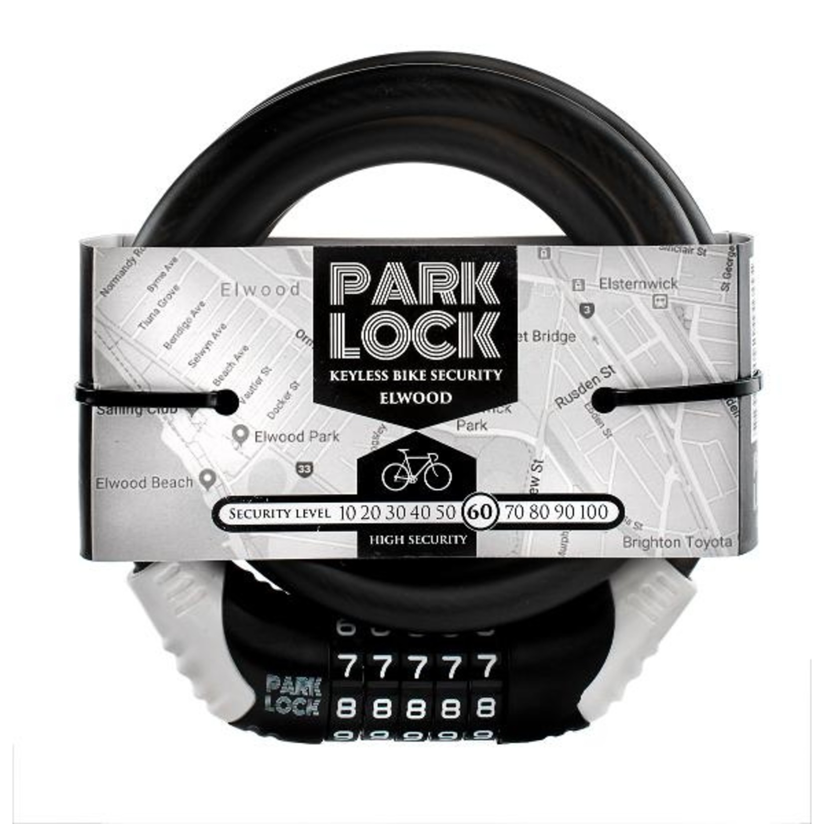 PARKLOCK Park Lock Brighton - 8mm X 150Cm - 5 Digit Bicycle Combo Lock