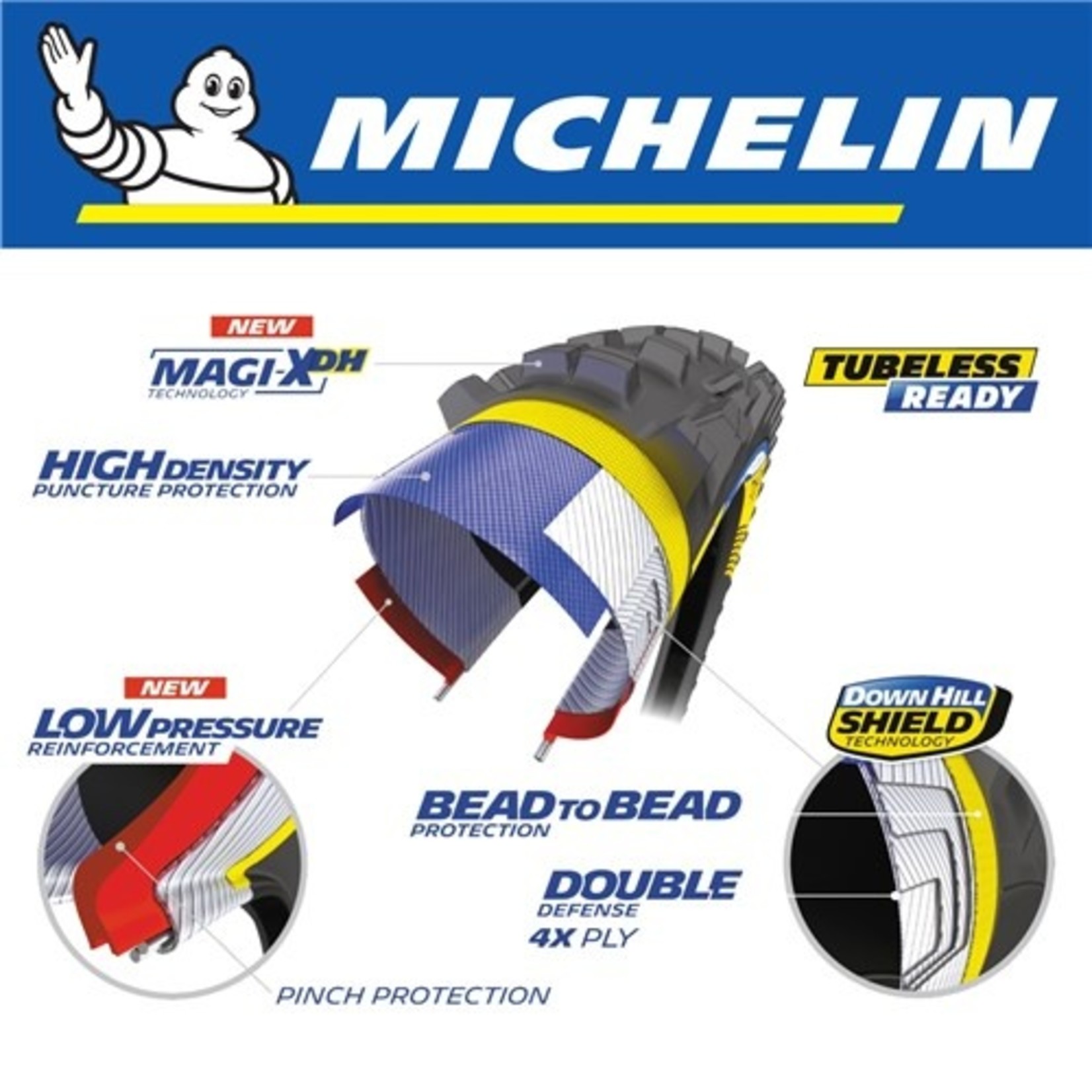 Michelin Michelin Bike Tyre - DH34 - 27.5" X 2.4" - Wire Bead Pinch Protection - Pair