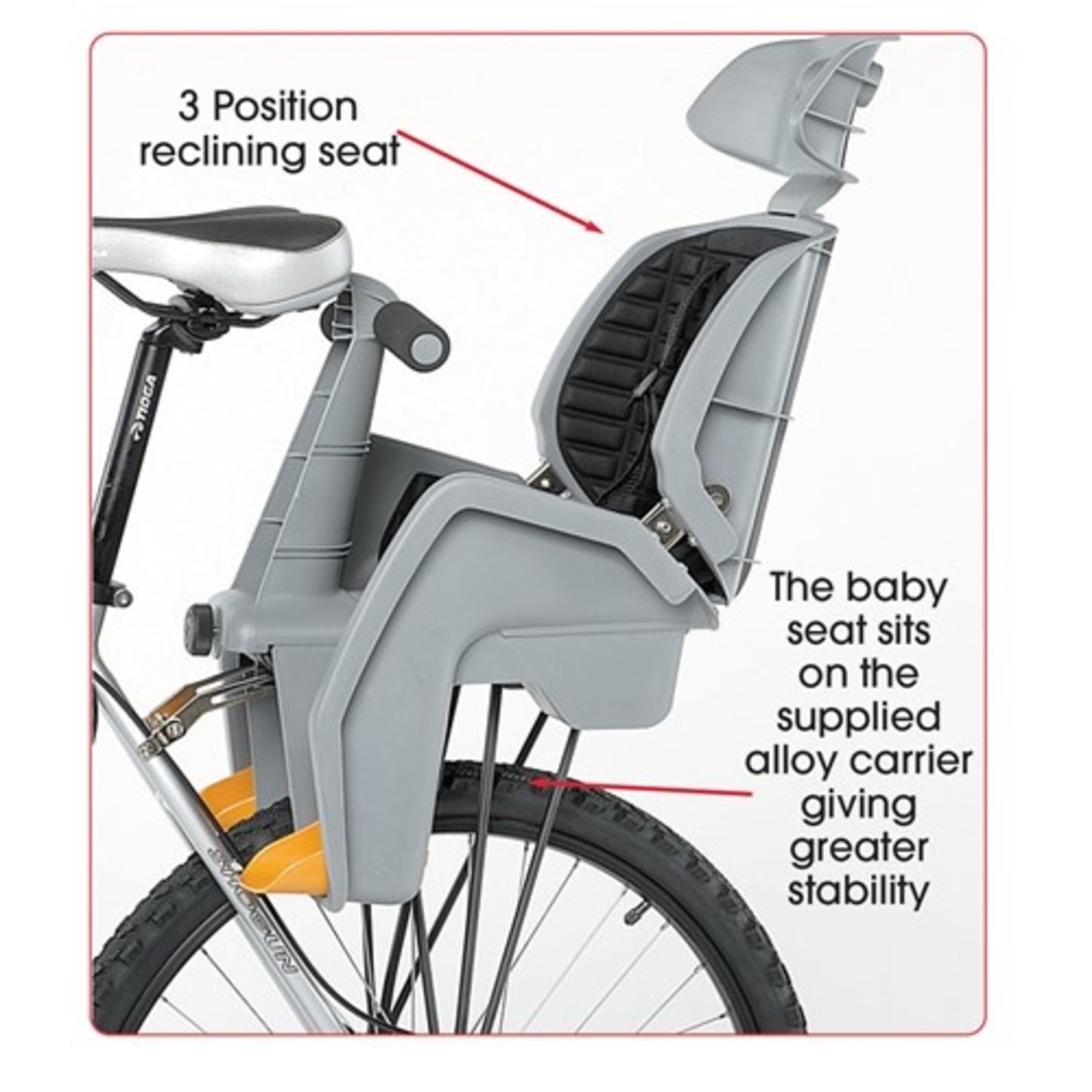 Beto Beto Deluxe Baby Seat With Rack - Soft Washable Suits Disc Brake Specific - 18kg