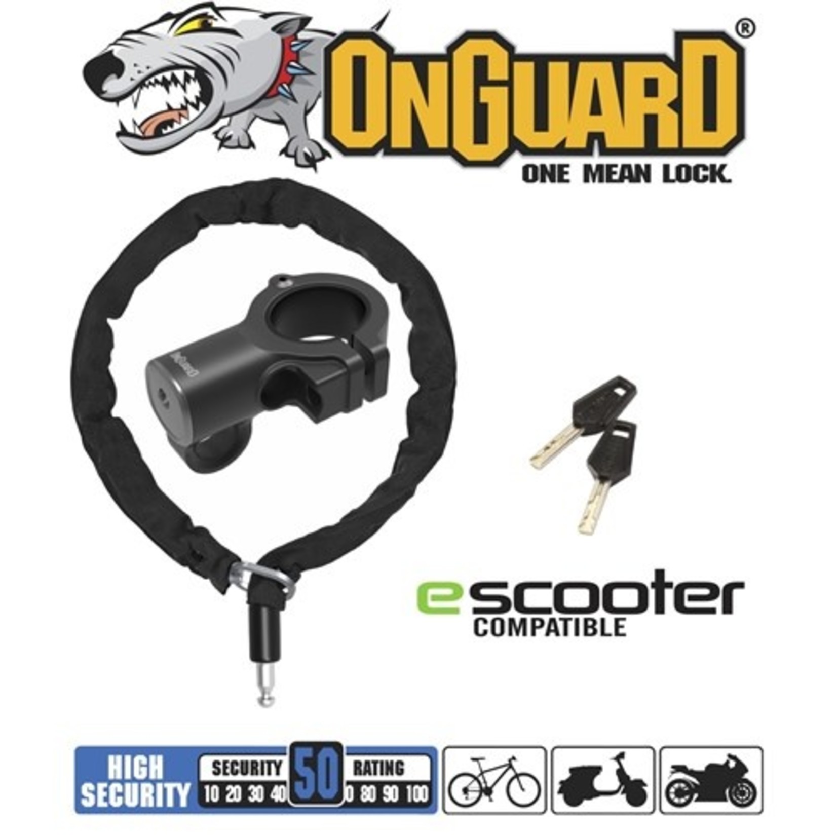 Onguard E Scooter Lock Series Keyed Chain Lock 90cm x 4mm St