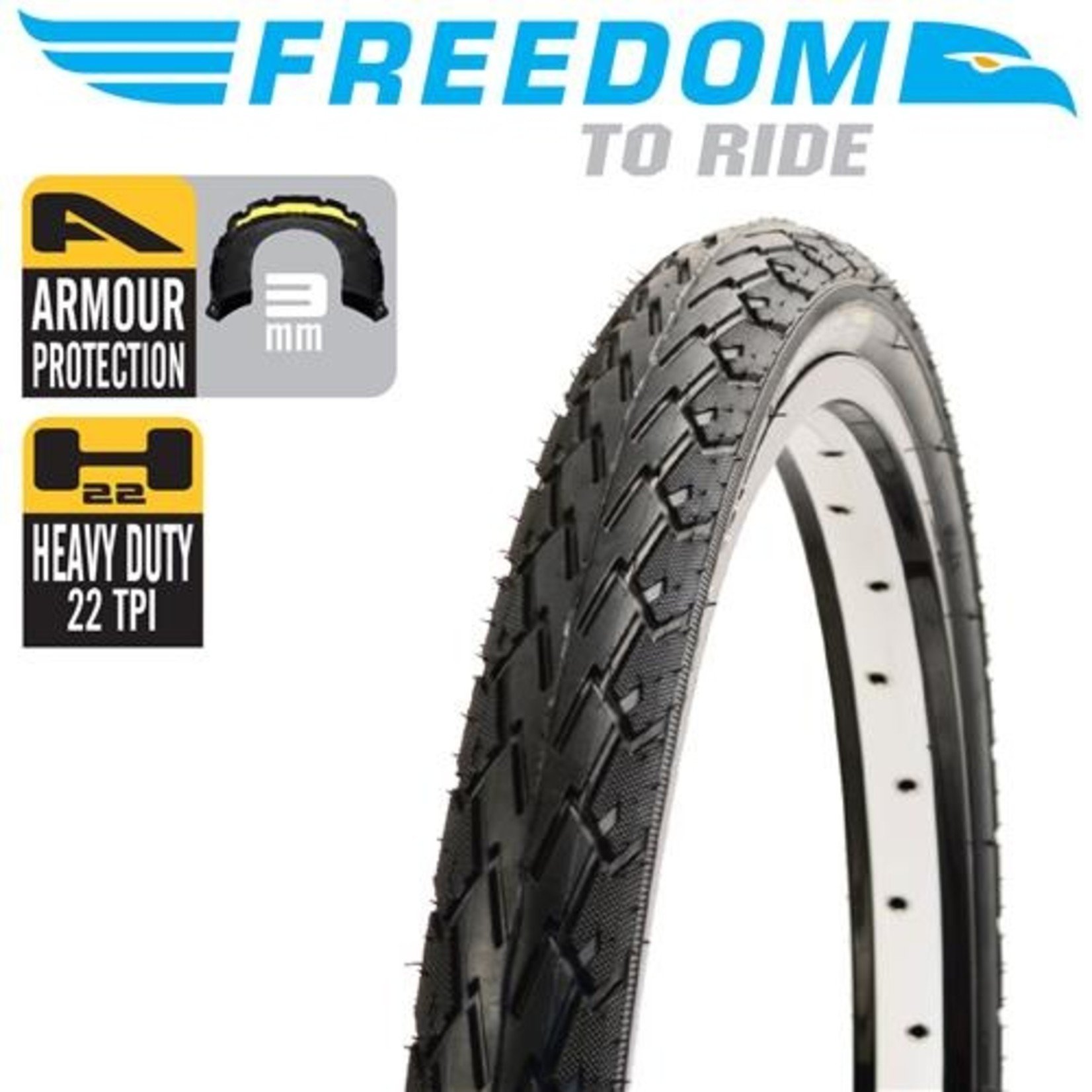 Freedom 2 X Freedom Bike Tyre - Scorcher - 26" X 1.75" - Wired Tyre (Pair)