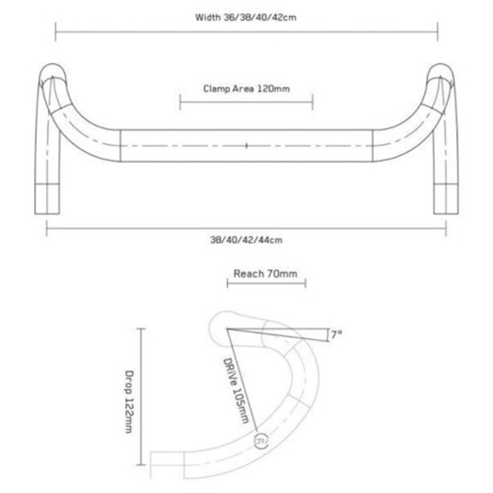 profile design Profile Design Drop Bars - DRV/AEOROa 105 Drive 122 Drop - 38cm - Matte Black