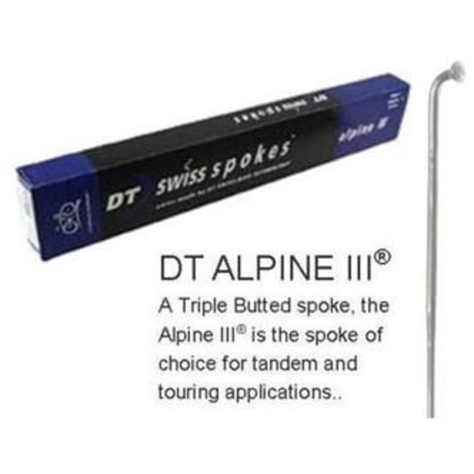 DT Swiss DT Swiss Alpine III Spokes - 290mm - Triple Butted Hook Stainless Steel - Silver