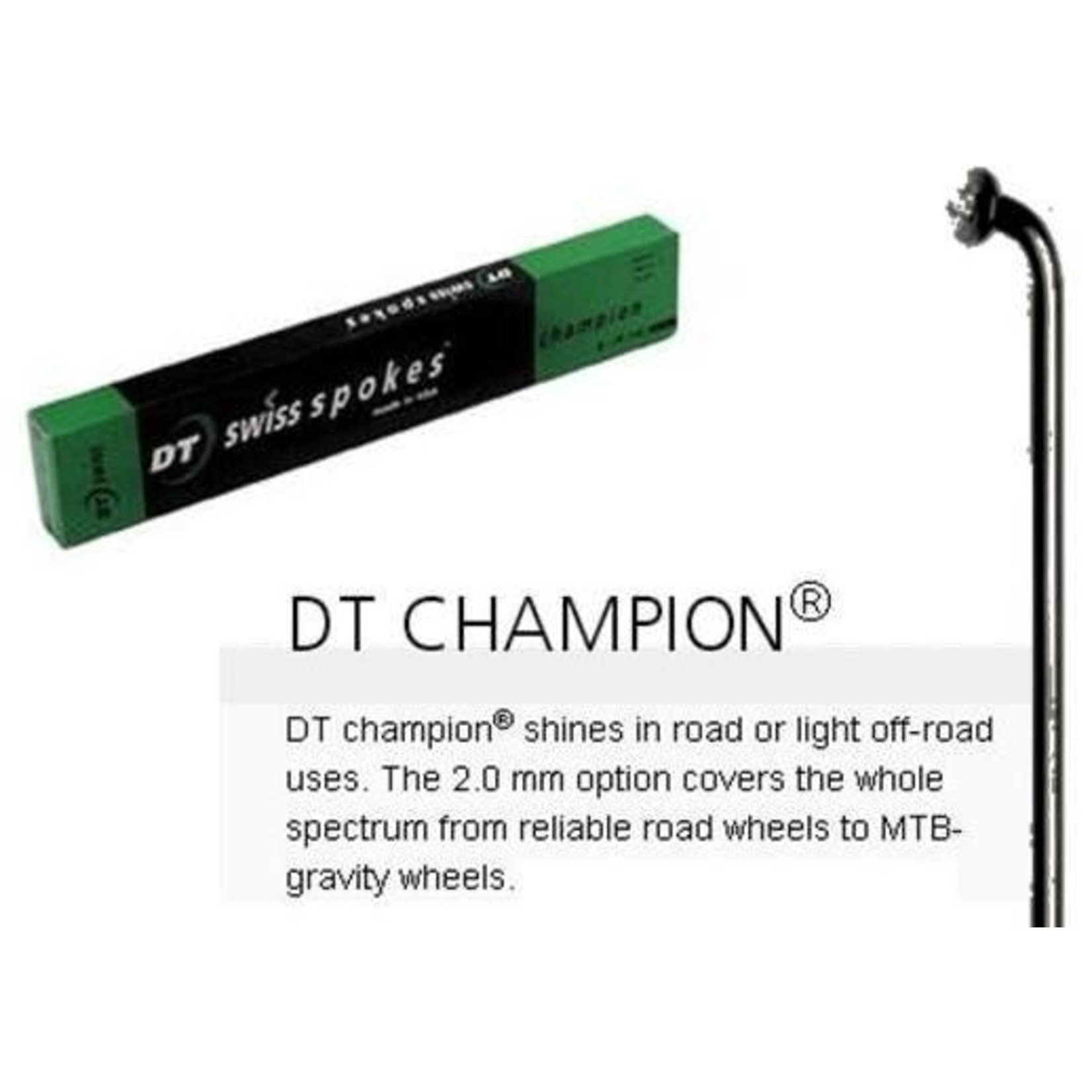 DT Swiss DT Swiss Champion Spokes - 270mm - 14G J Hook - Stainless Steel - Black