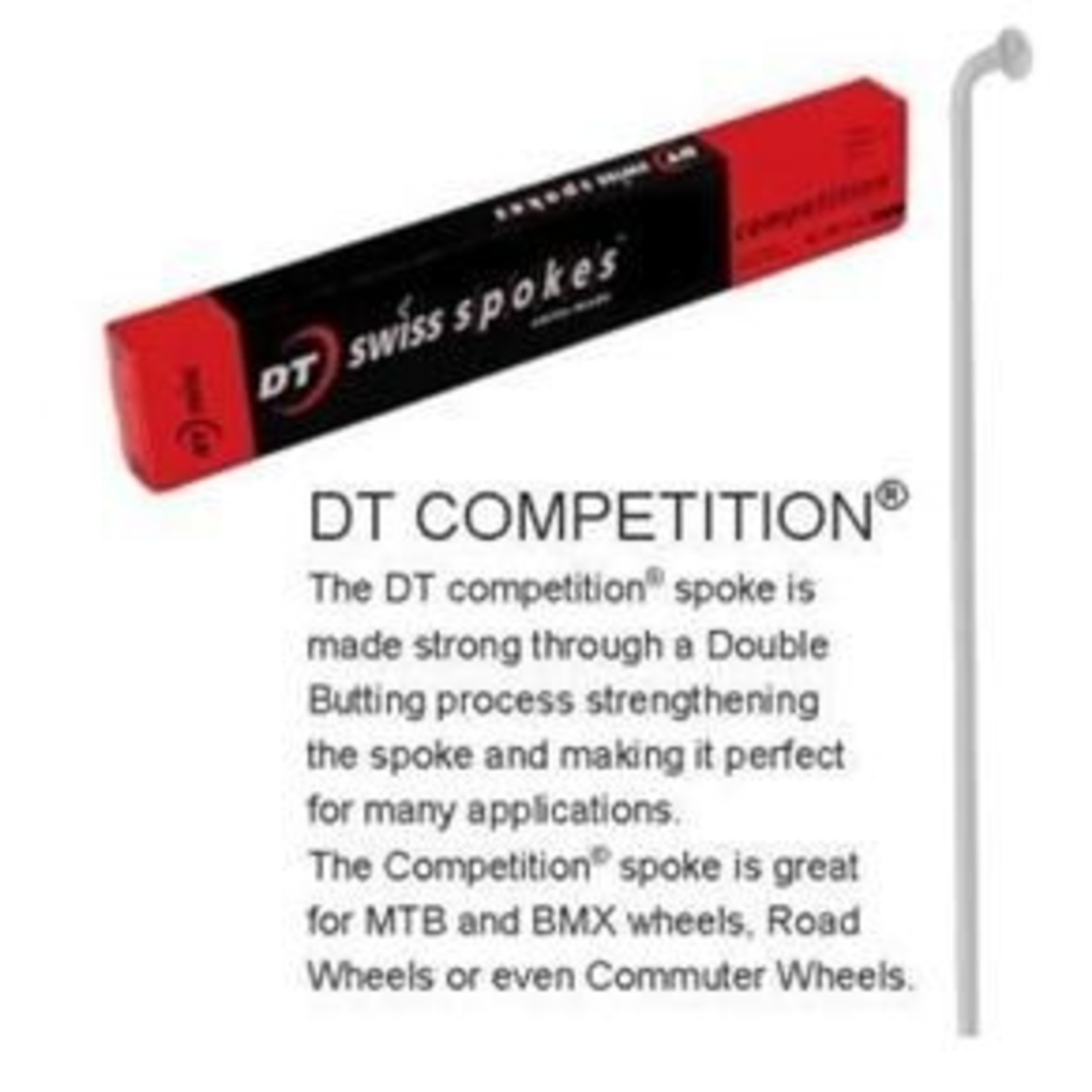 DT Swiss DT Swiss Competition Spokes - 284mm Double Butted JHook Stainless Steel - Silver