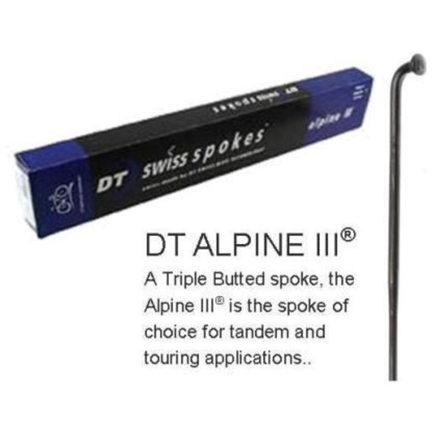 DT Swiss DT Swiss Alpine III Spokes - 298mm Triple Butted J Hook Stainless Steel - Black