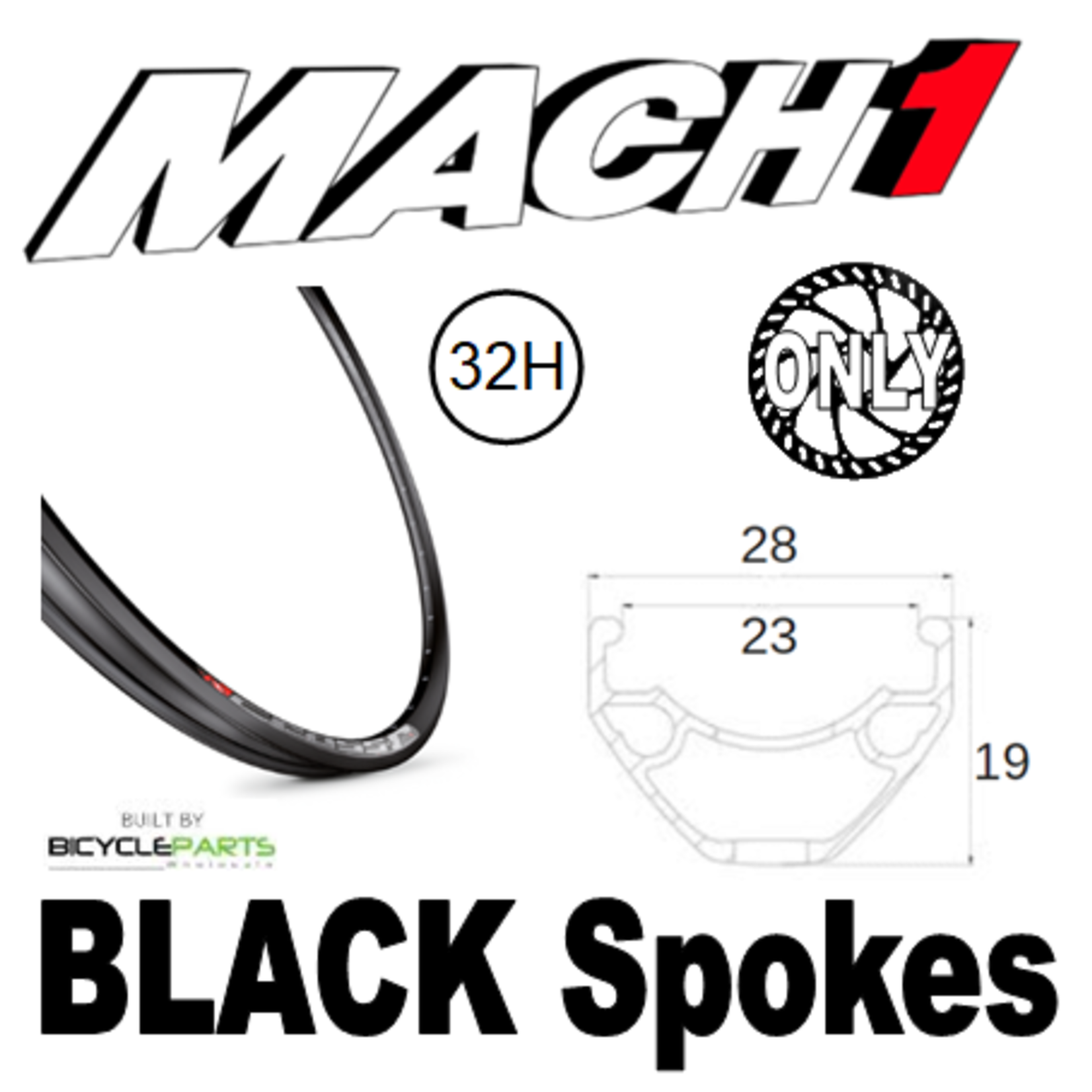 incomex Mach1 Wheel - 27.5/650B CROSS-R 23 32H S/j Black Rim - 8/10 Speed Q/R Black Hub