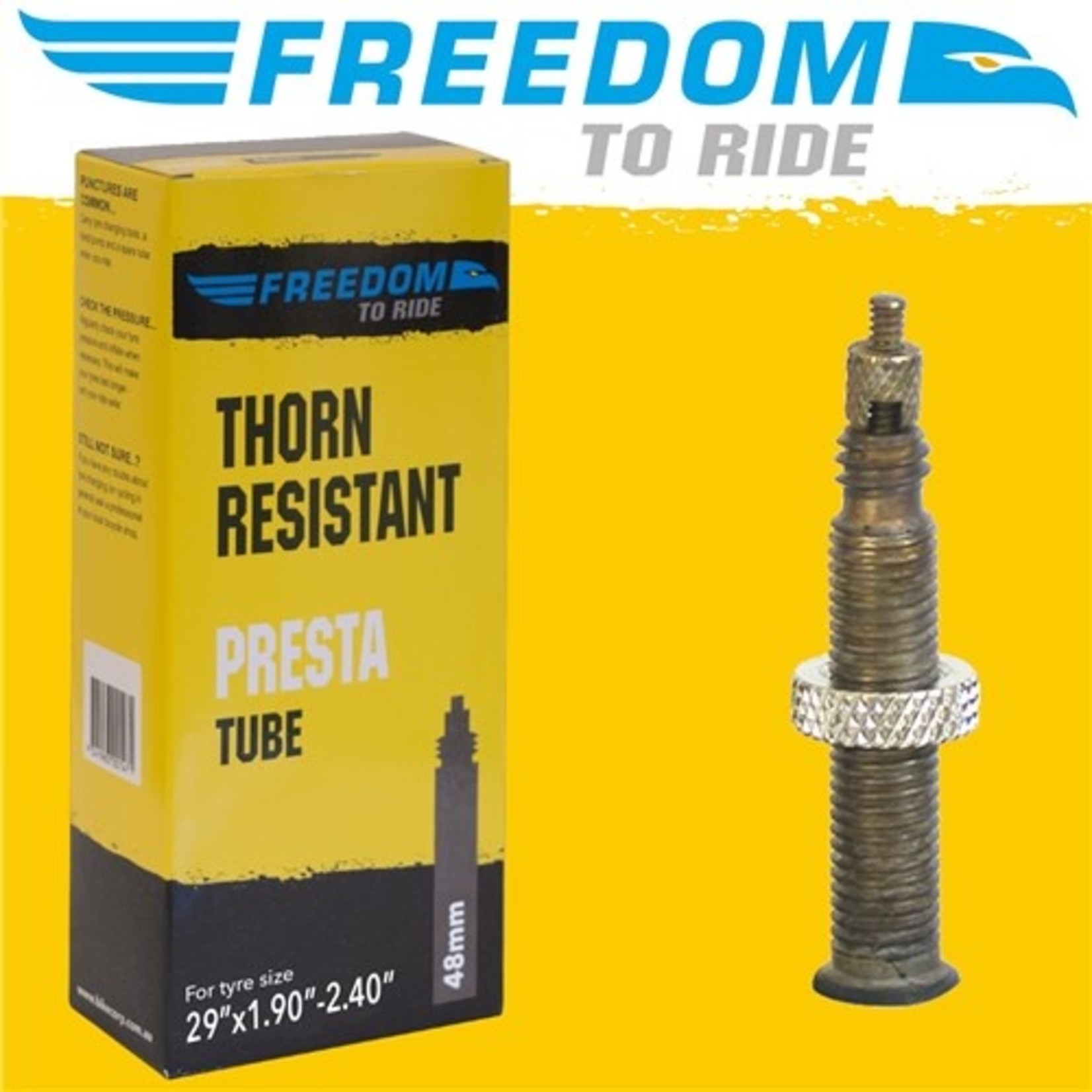 Freedom  Freedom Bike Tube - 29" X 1.90”-2.40” - Thorn Resistant Presta Valve 48mm