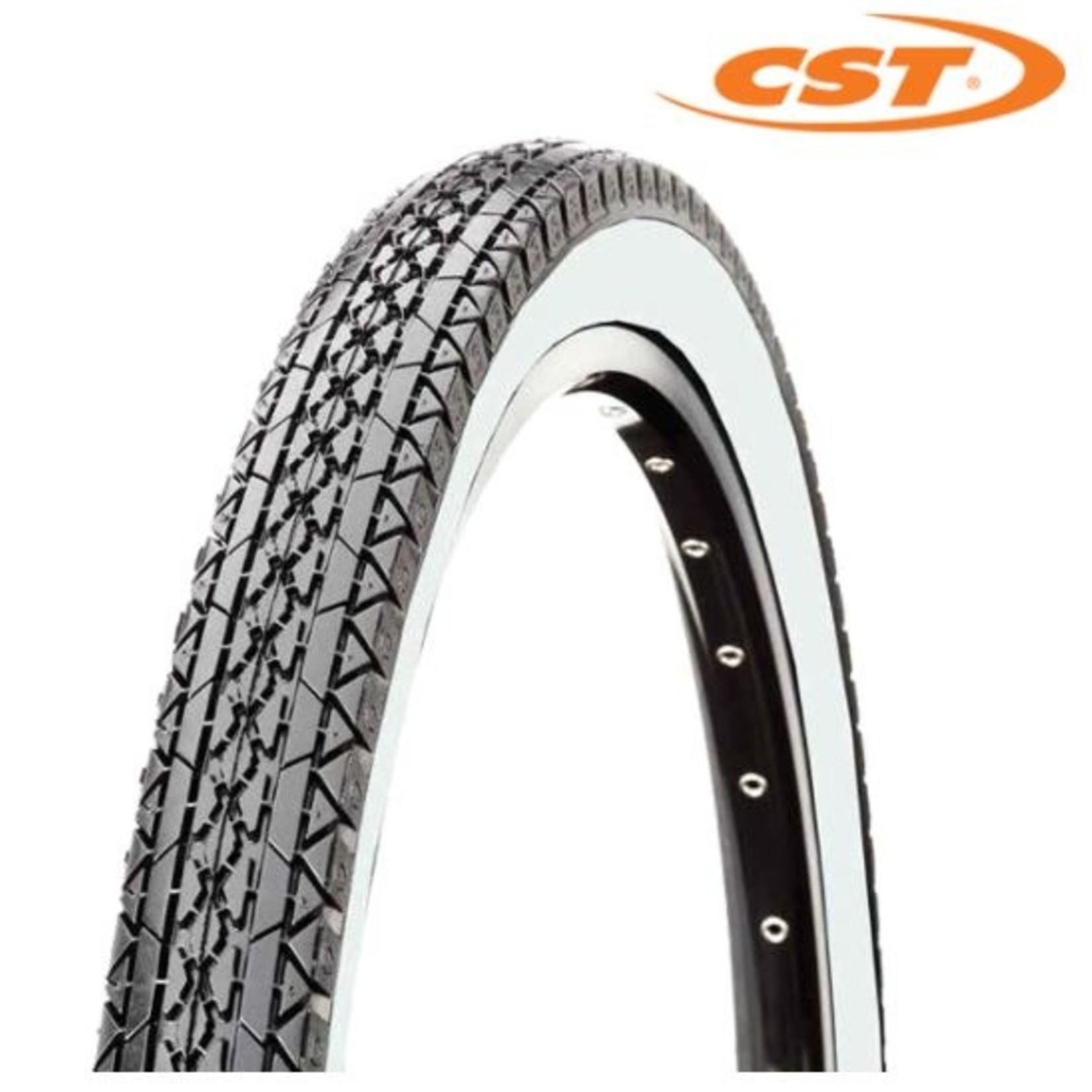 CST CST Bike Tyre - 26 X 2.125 White Wall Cruiser Tread - Pair Black