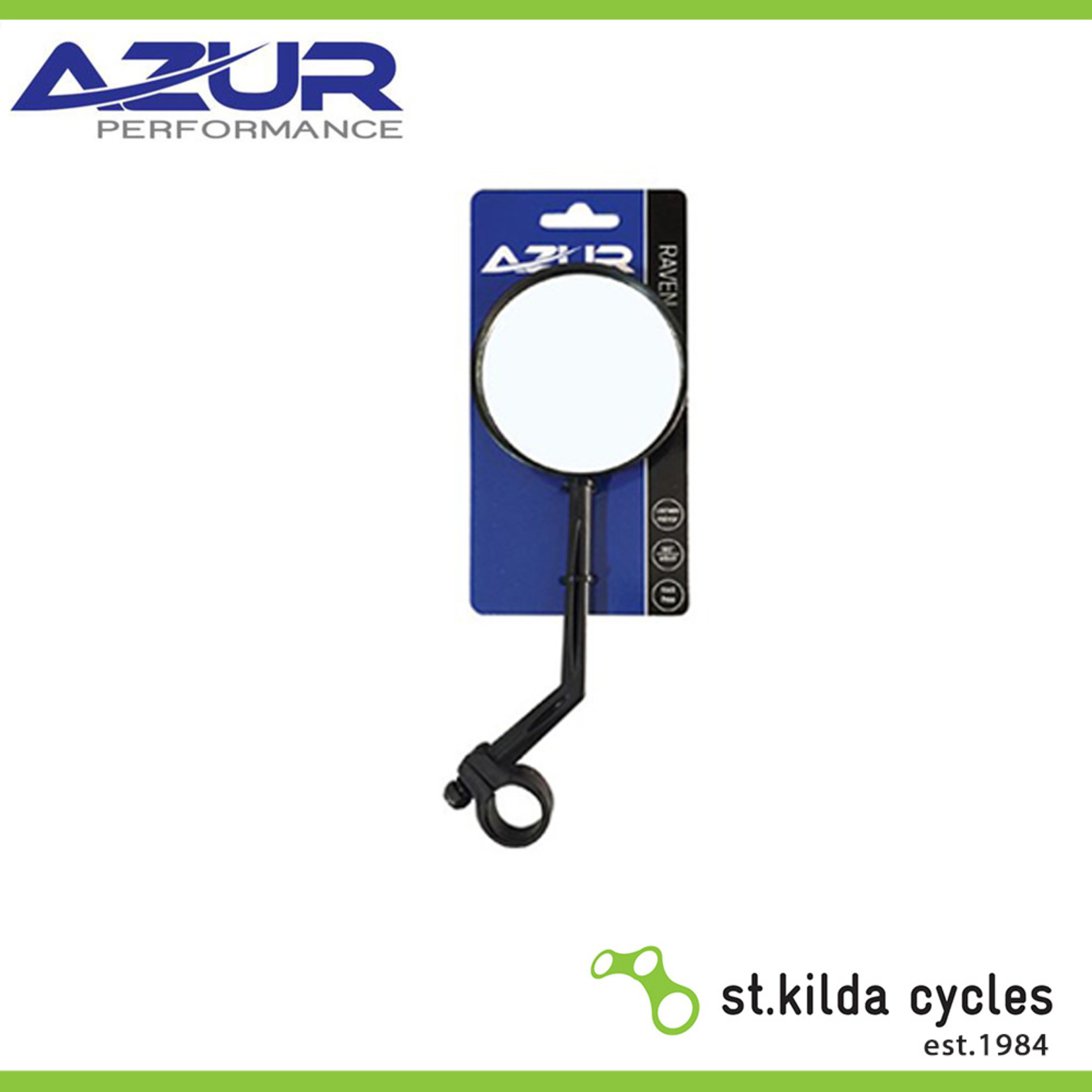 Azur Azur Bike/Cycling Mirror - Raven - Convex Mirror- Diameter 73mm