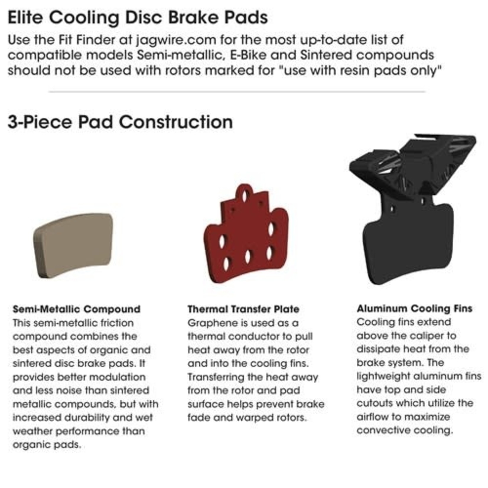 Jagwire Jagwire Disc Brake Pads - SRAM/Avid G2 Ultimate,G2 RSC,G2 RS,G2 R Elite Cooling