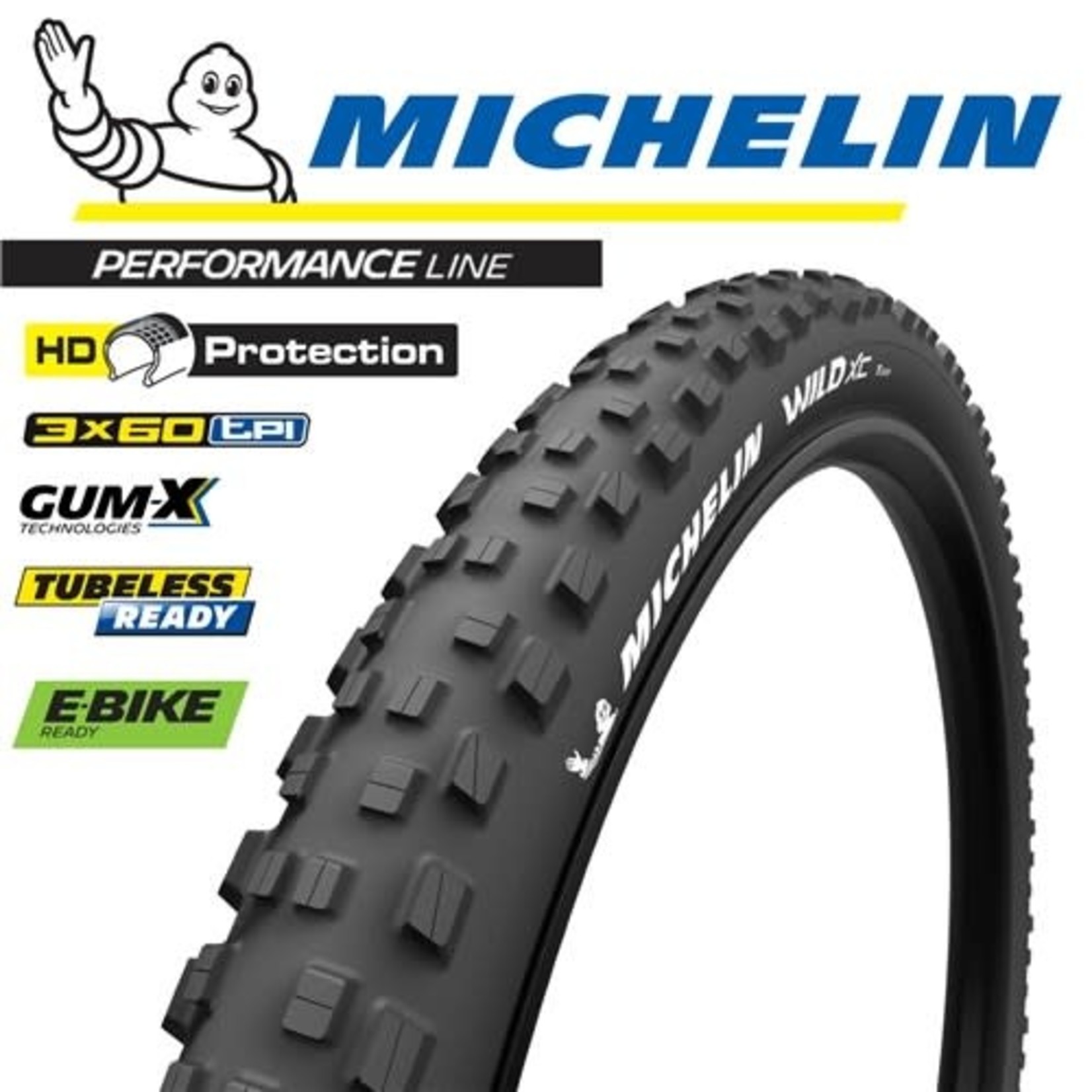 Michelin Michelin Bike Tyre - Wild XC 29"X2.25" Performance Bicycle Tyre - Pair