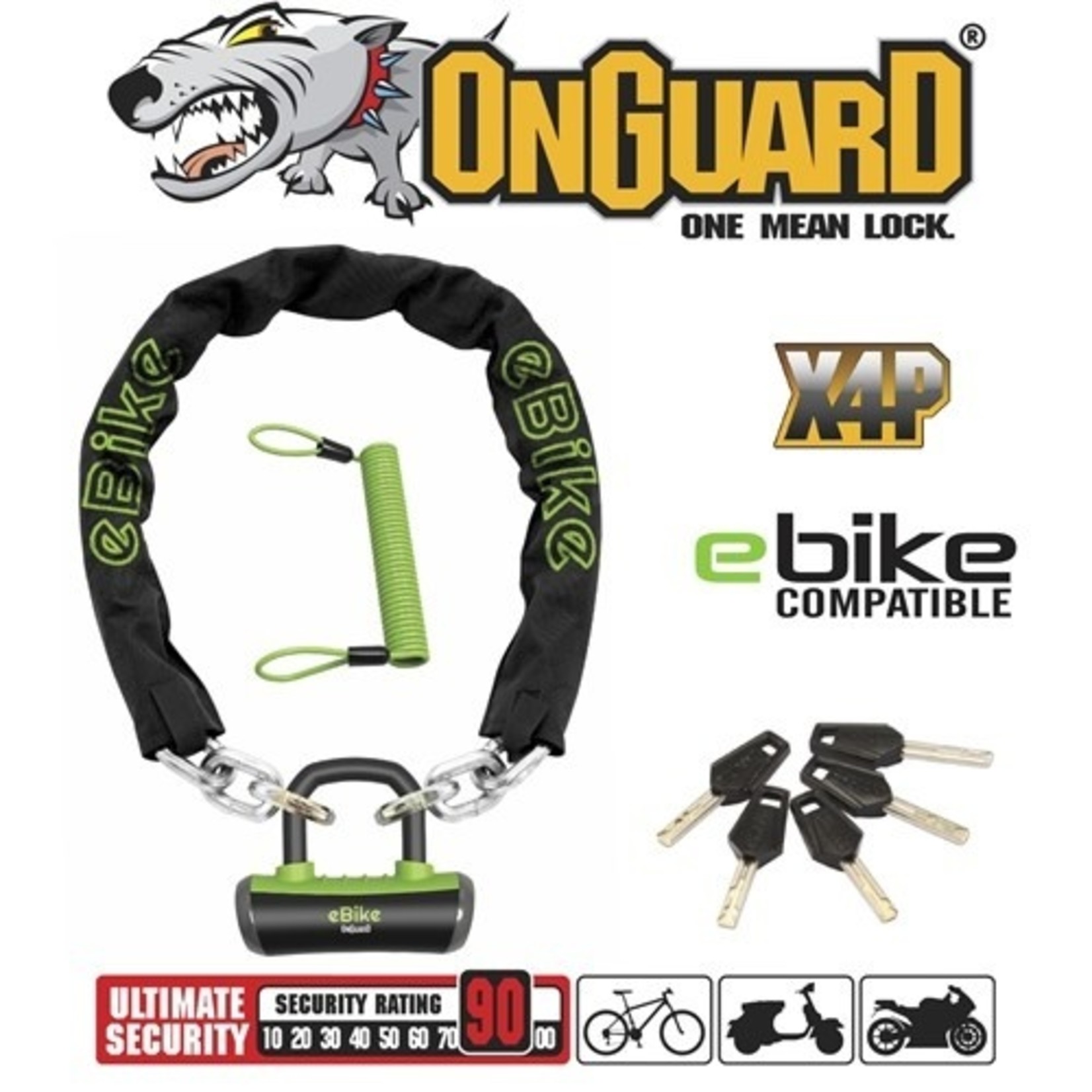 Onguard Onguard E-Bike Lock - Mastiff Chain-Lock Keyed 110cm X 12mm - e-Bike Series