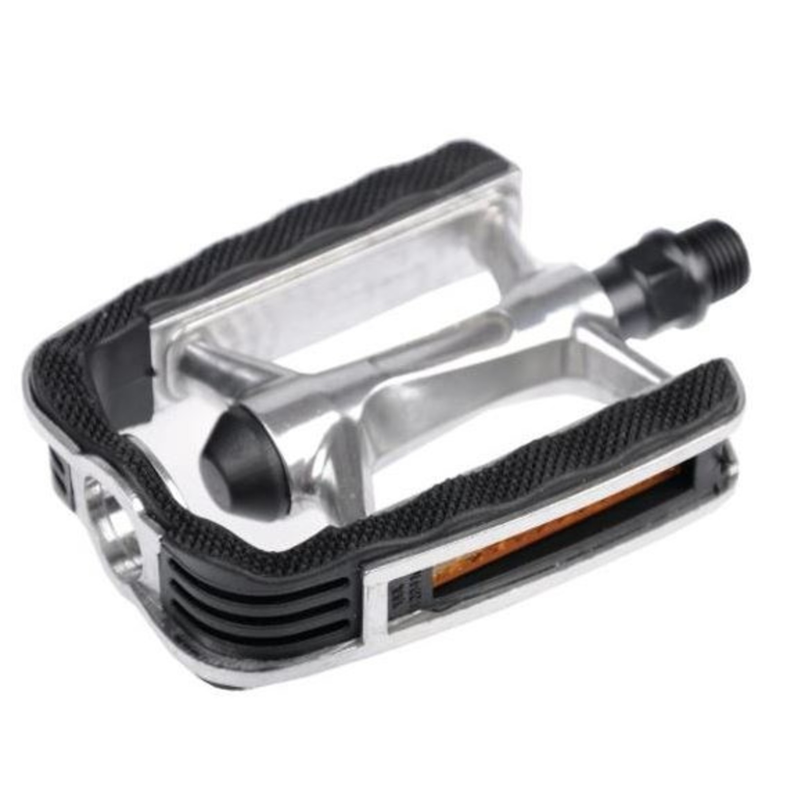 QBP QBP Bicycle Pedal Alloy Trekking With Kraton Top - 9/16 - DU Bearing - Silver