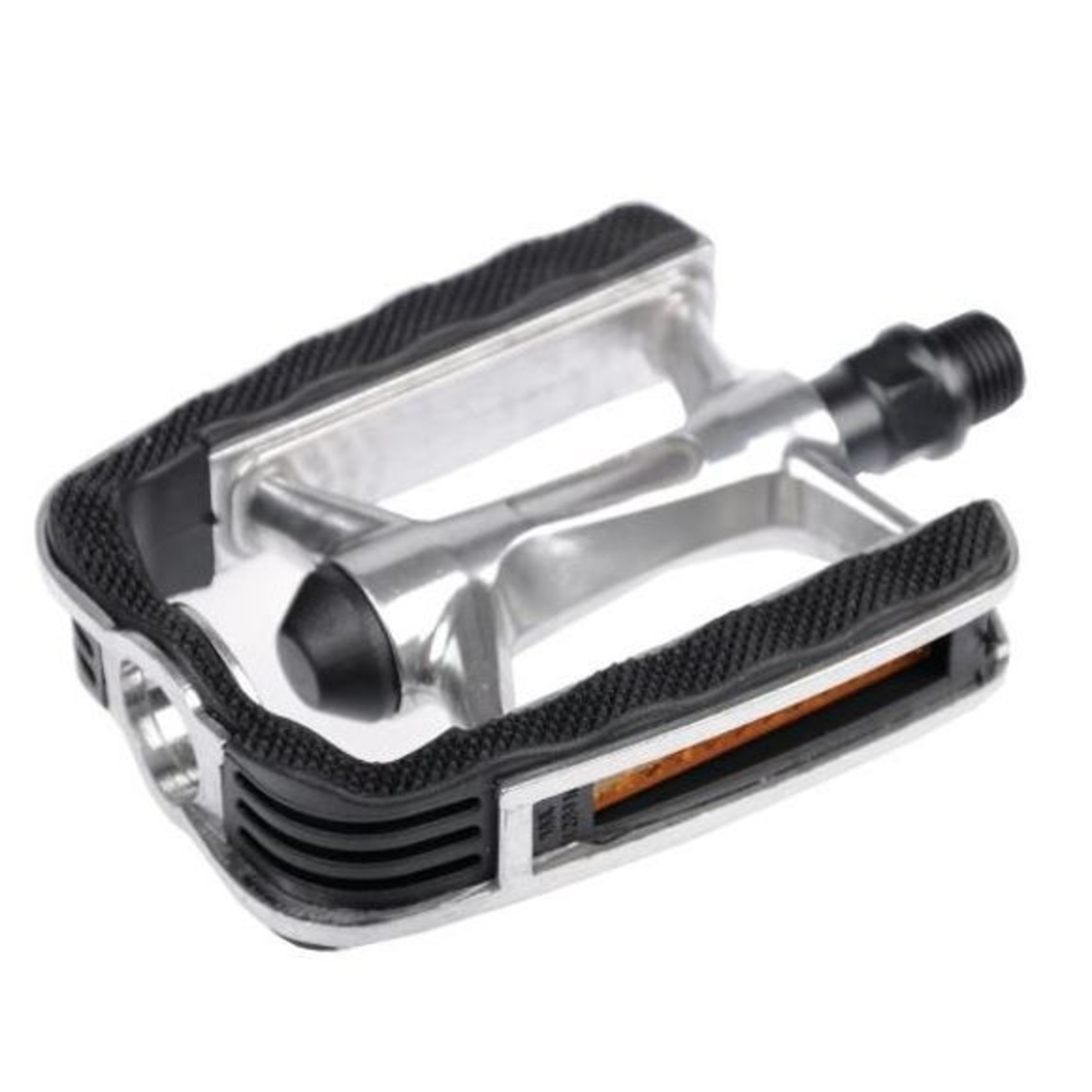 QBP QBP Bicycle Pedal Alloy Trekking With Kraton Top - 9/16 - DU Bearing - Silver
