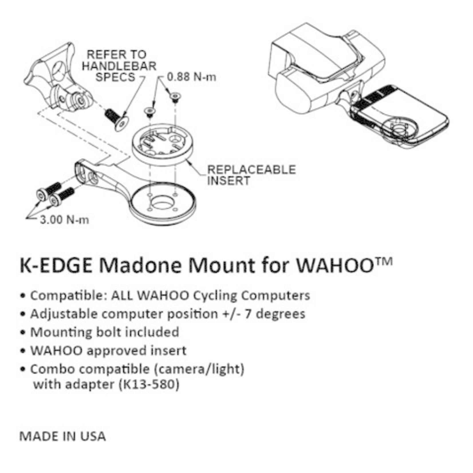 K-Egde K-Edge TREK Direct Mount (Madone / Emonda GEN 6) For Wahoo - Black