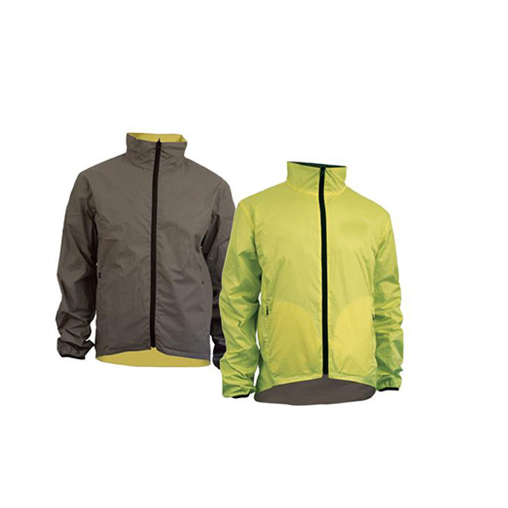 Azur Azur Transverse Bike Breathable Fabric Jacket - Grey Fluro Yellow - Large