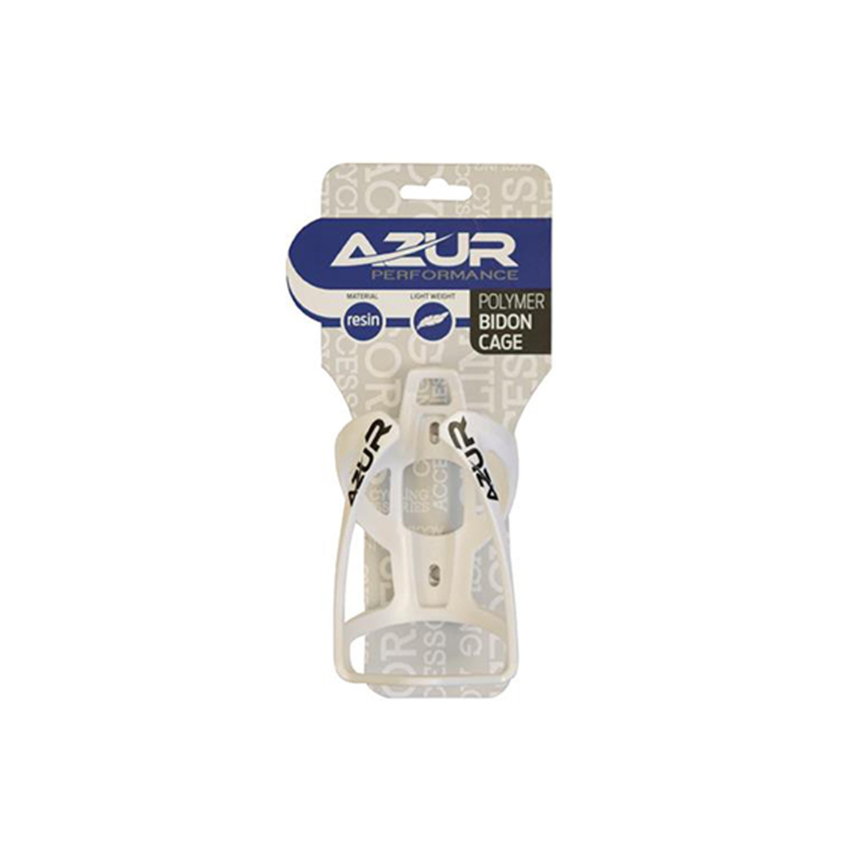 Azur Azur Bike/Cycling Bottle Cage - Lightweight - Resin - Plastic Bidon Cage - White