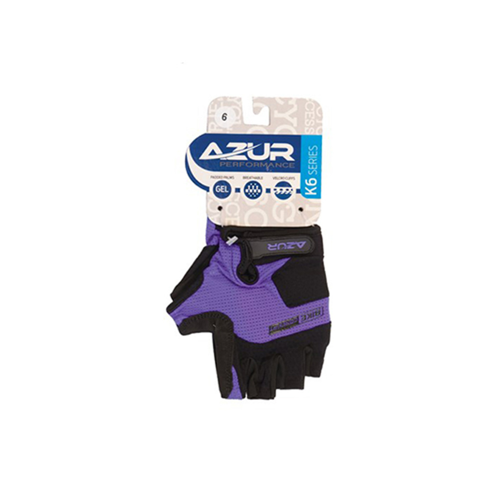 Azur Azur Bike/Cycling Gloves - K6 Series Synthetic Gel Padded Palm - Purple - Size 4