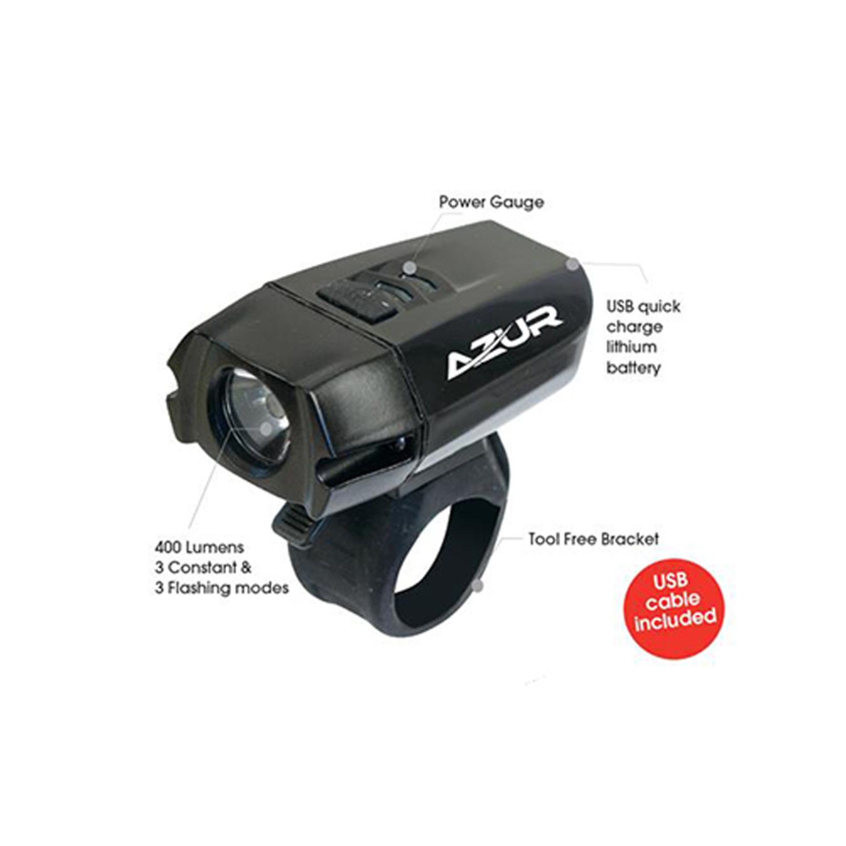 Azur Azur Bike/Cycling Head Light - USB Camo 400 Lumens - Front Light