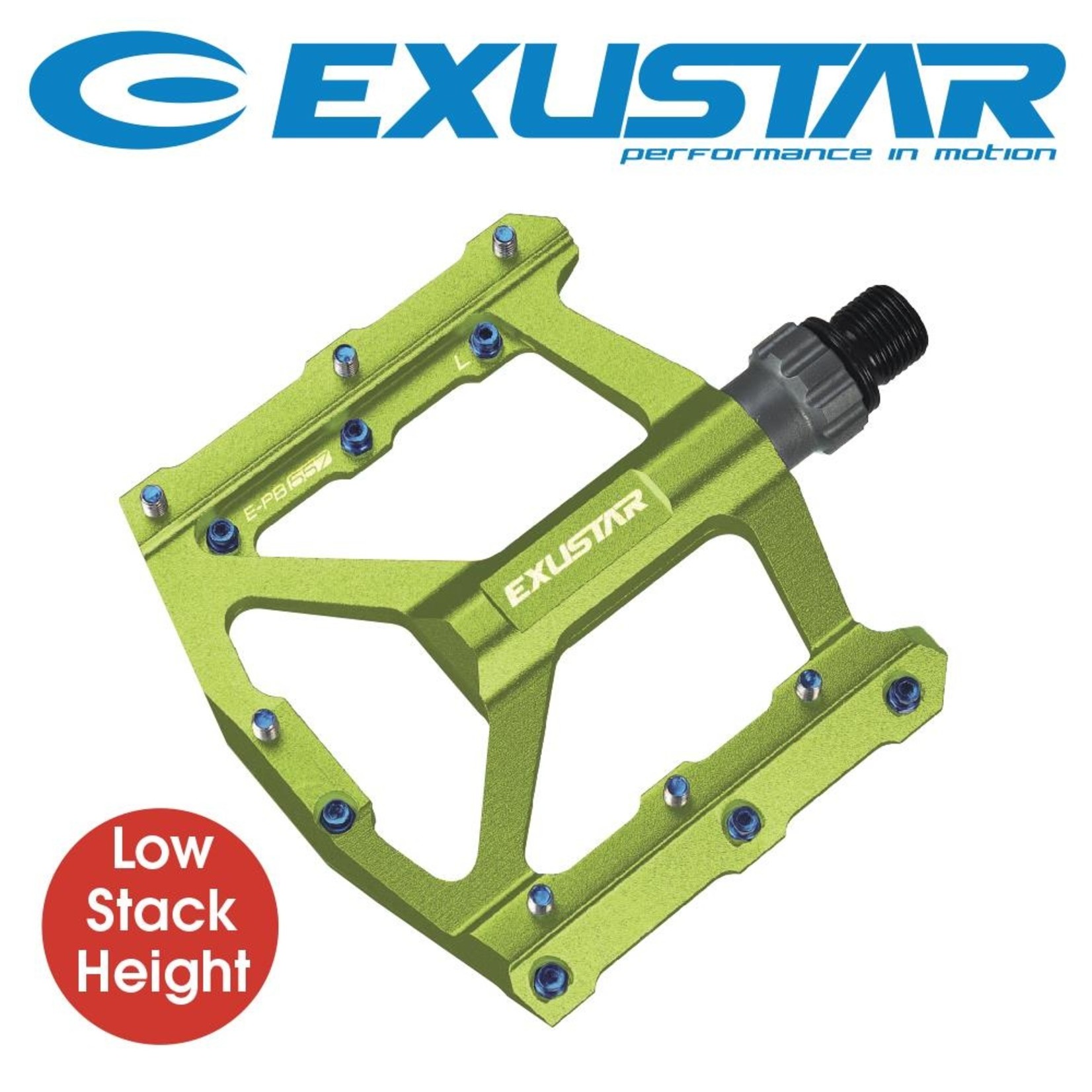 Exustar Exustar BMX Bike Pedals - Slim Profile - 6061 Aluminium CNC-Machined Body - Green