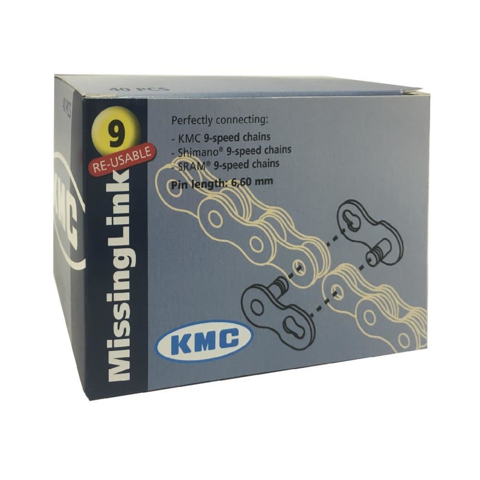 KMC KMC Bike Chain - Connecting Link 9 Speed Workshop Box - Silver