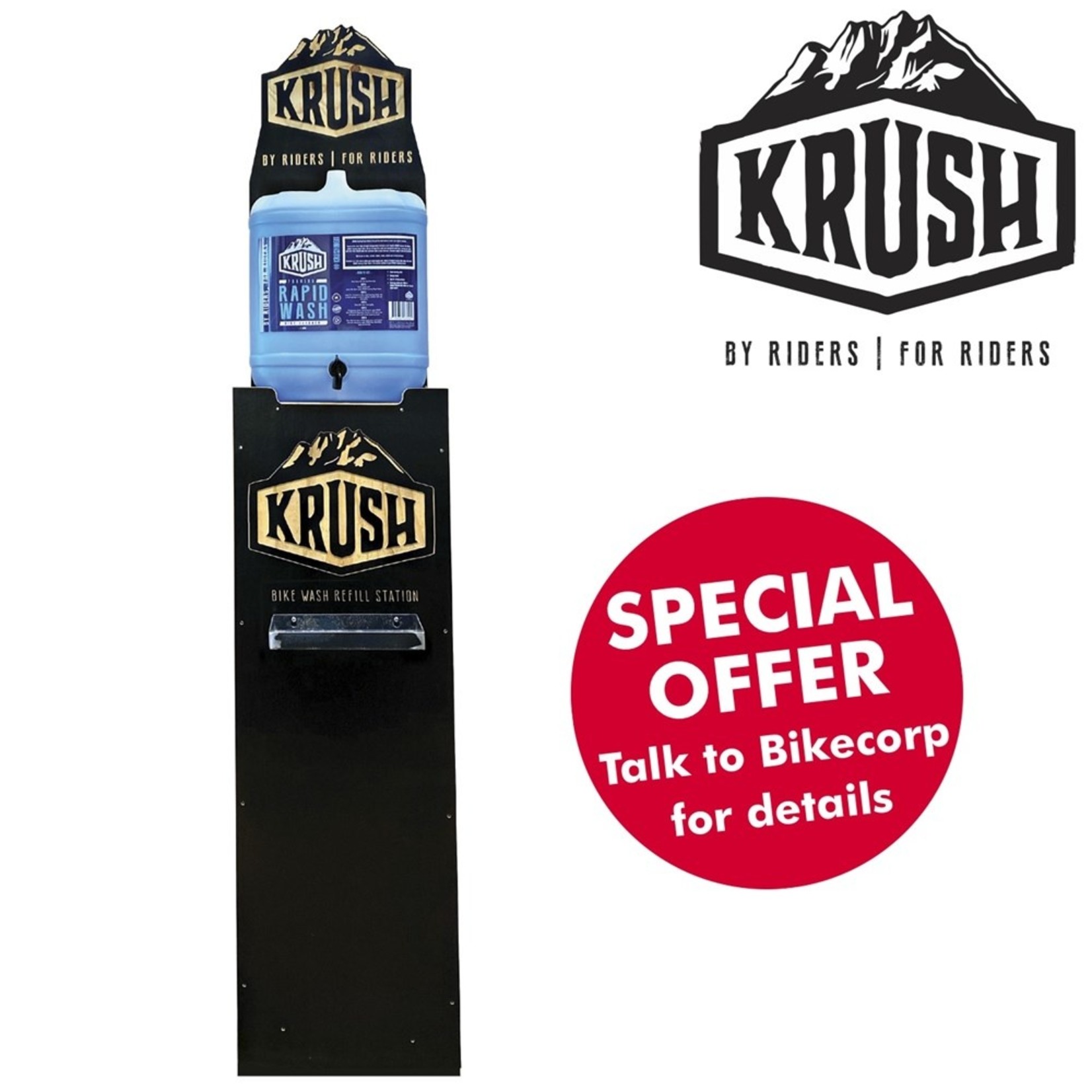 krush Krush Refilling Station Rapid Wash Bottles Instore Stand