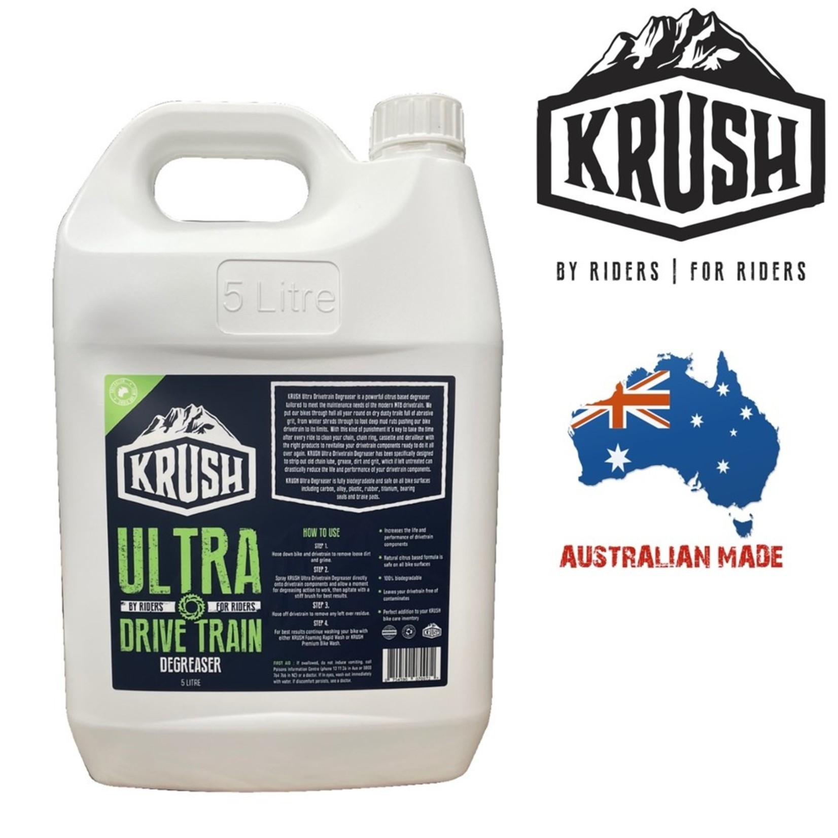 krush Krush Ultra Drivetrain Degreaser - 5 Litre 100% Biodegradable.