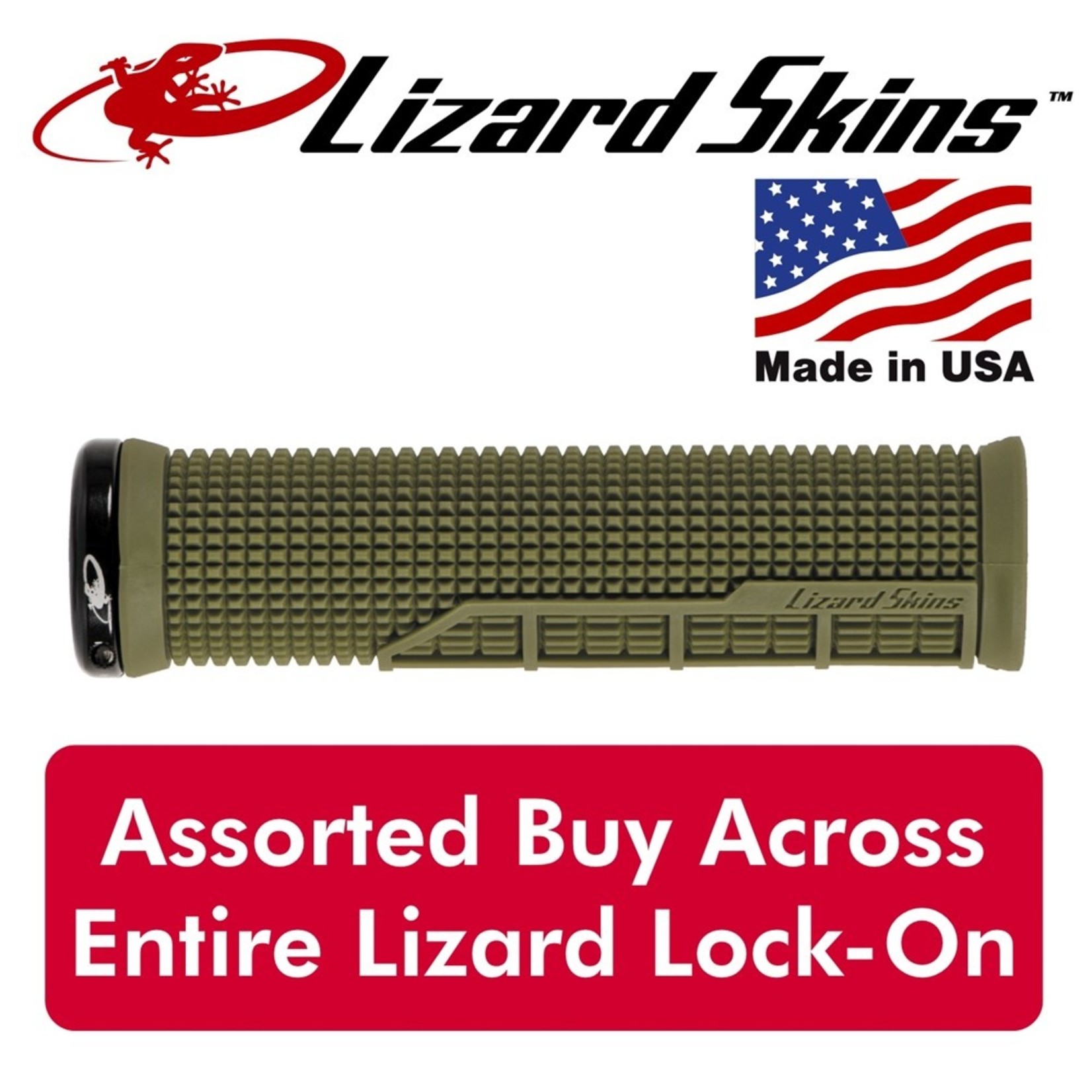 Lizard Skin Lizard Skins Handlebar Grip - Machine - Lock On Grip - 135mm - Olive Green
