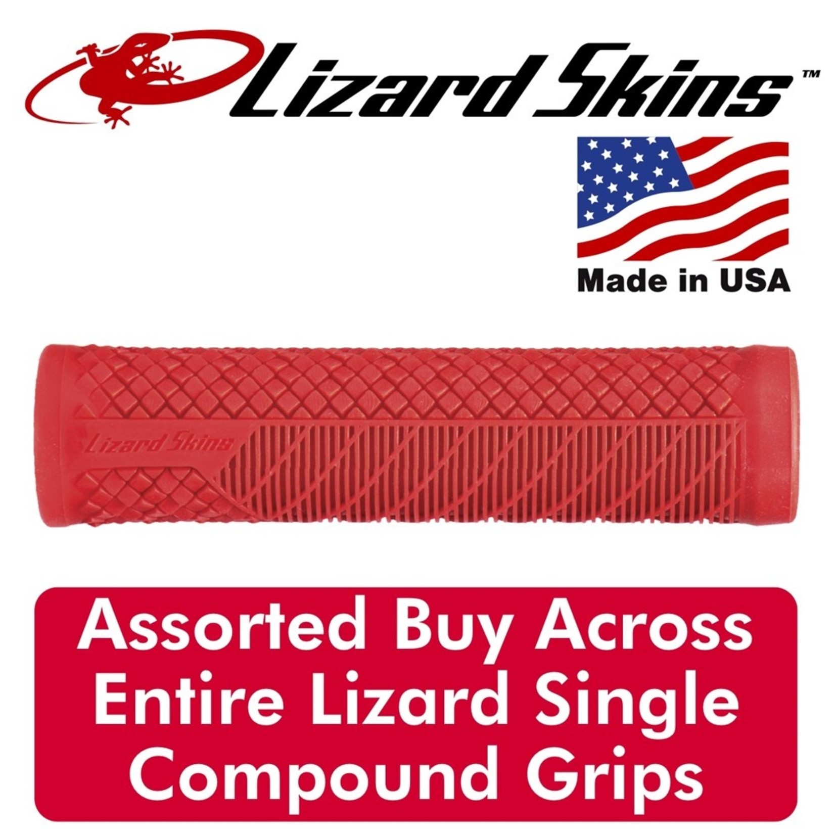 Lizard Skin Lizard Skins Handlebar Grips - Single Compound - Charger Evo - 140mm - Red