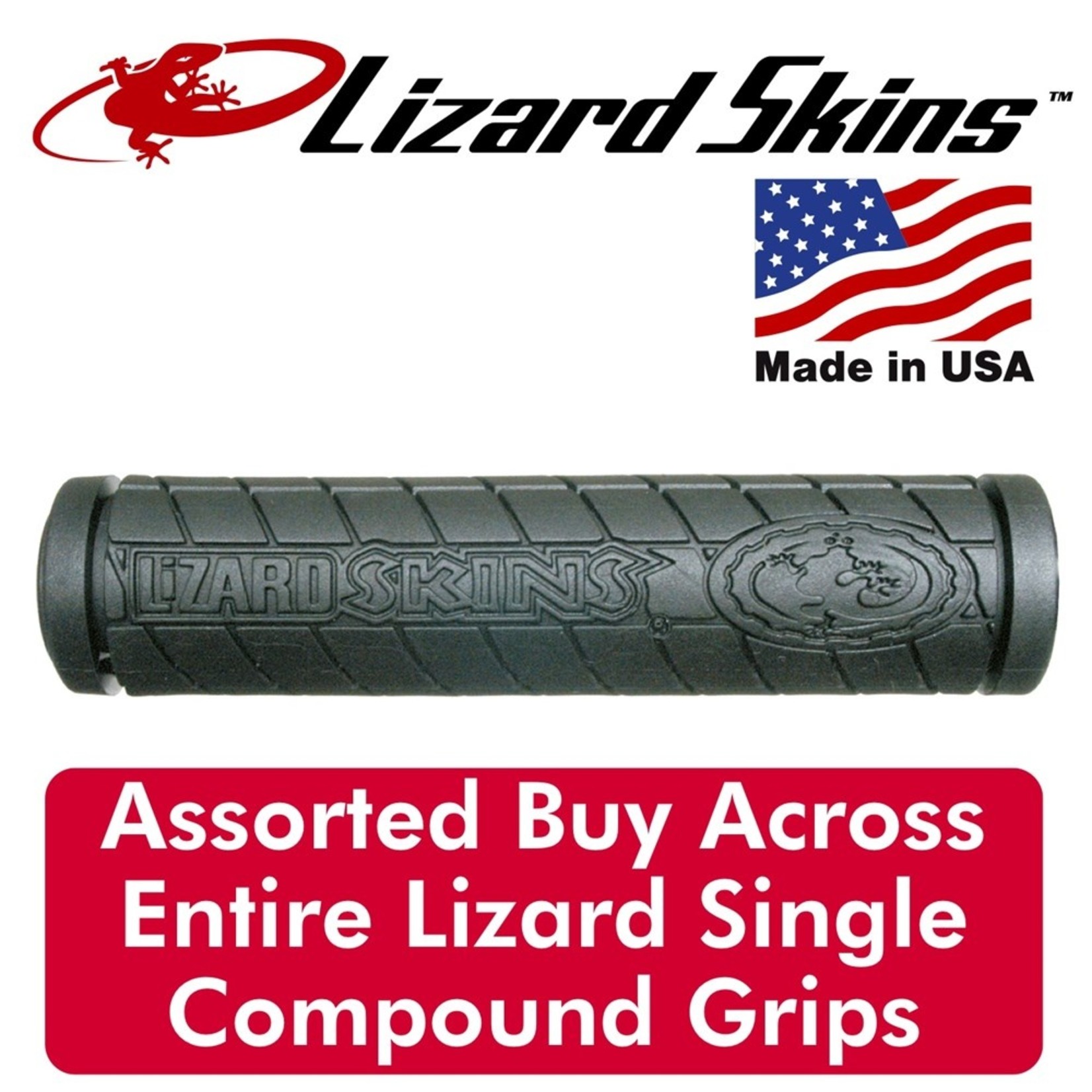 Lizard Skin Lizard Skins Handlebar Grips - Single Compound With Logo - Black