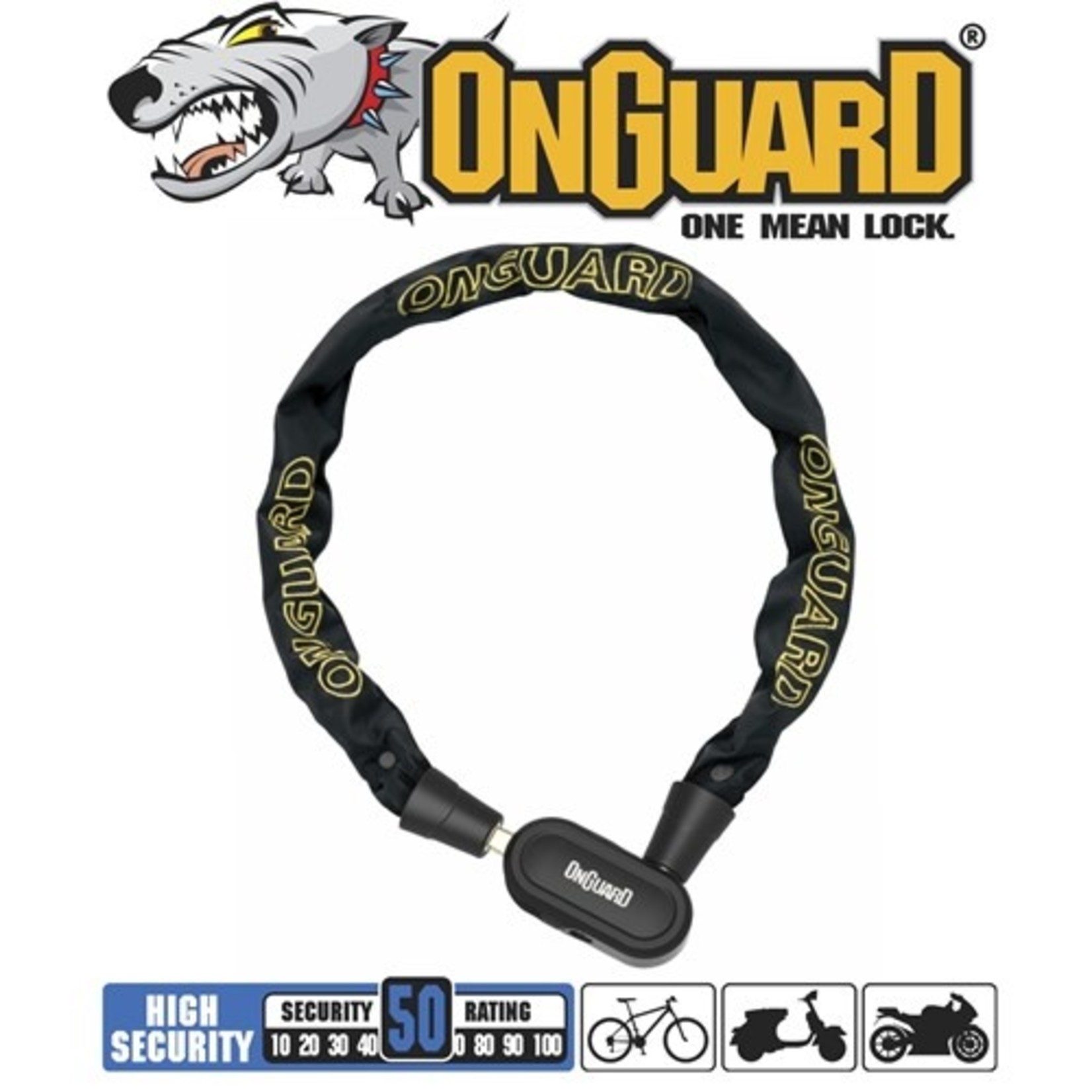 Onguard Onguard Bike/Cycling Lock - Fastlock Series - Chain Keyed - 90mm - Dia 5.5mm
