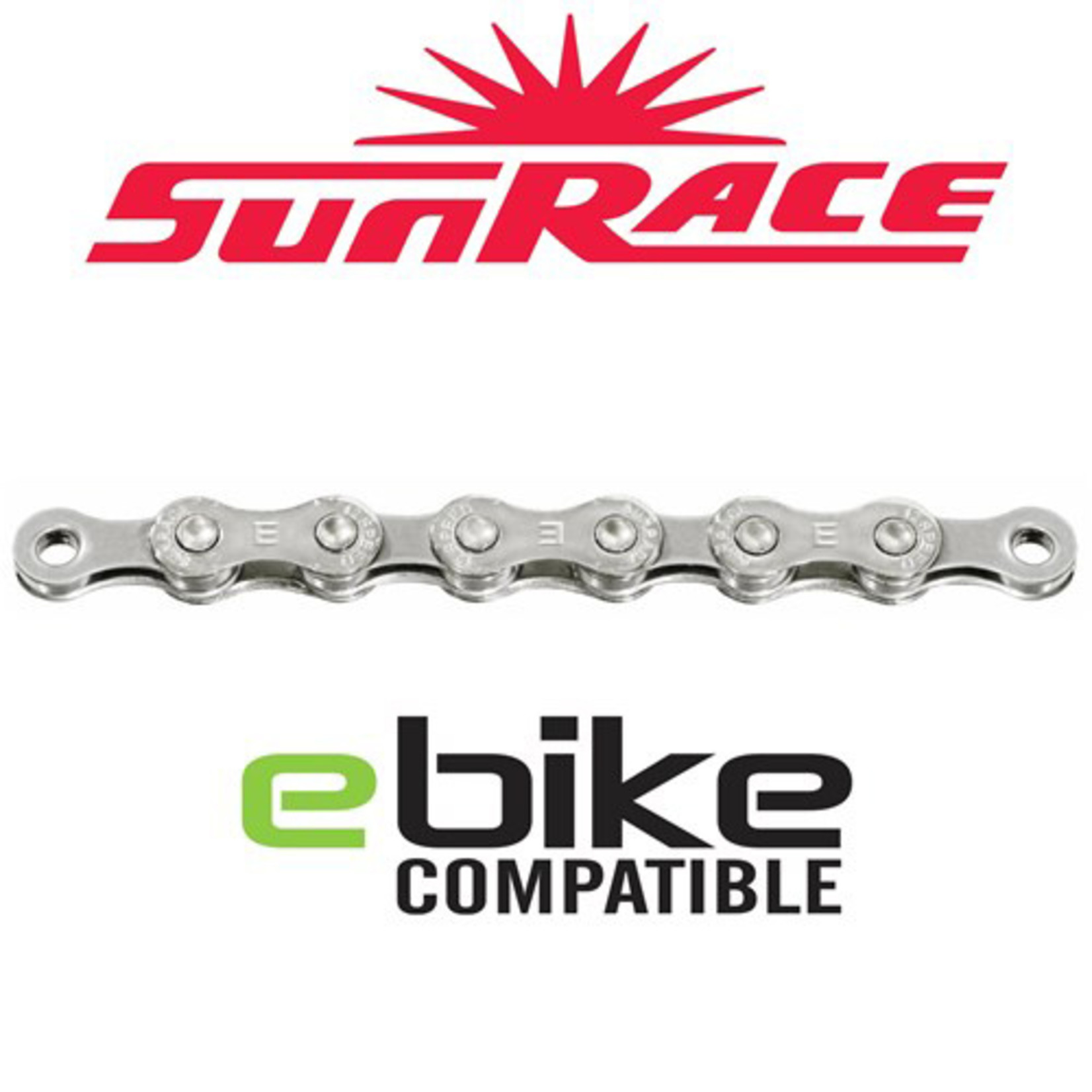 Sunrace Sunrace Bike Chain - E-Bike Compatible 12 Speed - 110 Links - Chrome