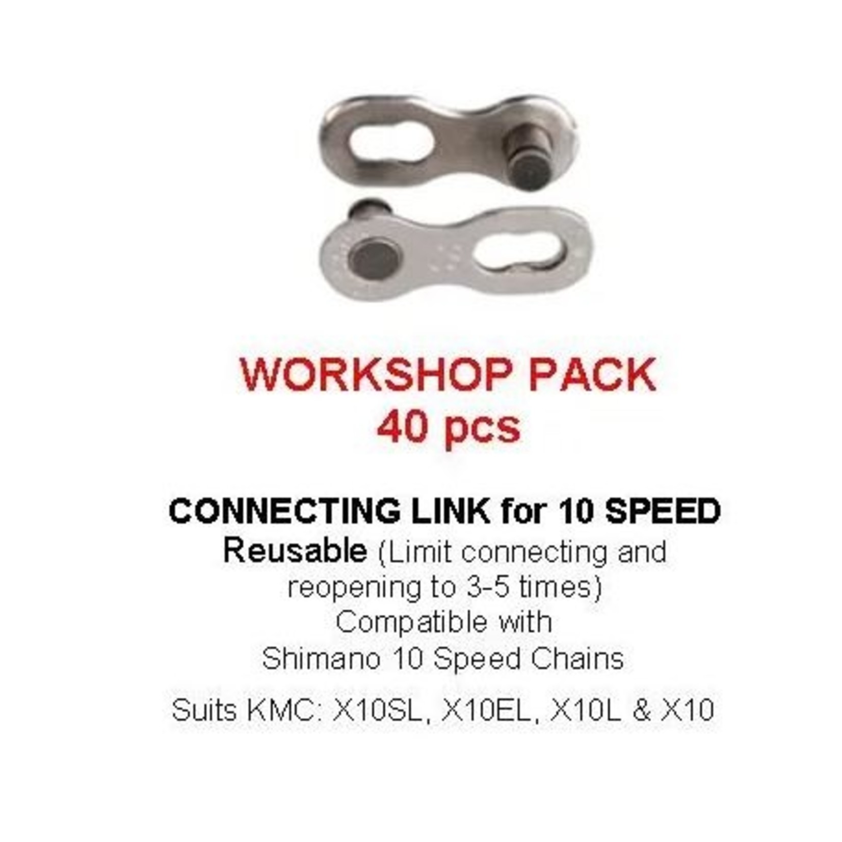 KMC KMC Bike Connecting Chain Links - 10 Speed - Silver - 40 Pcs Workshop