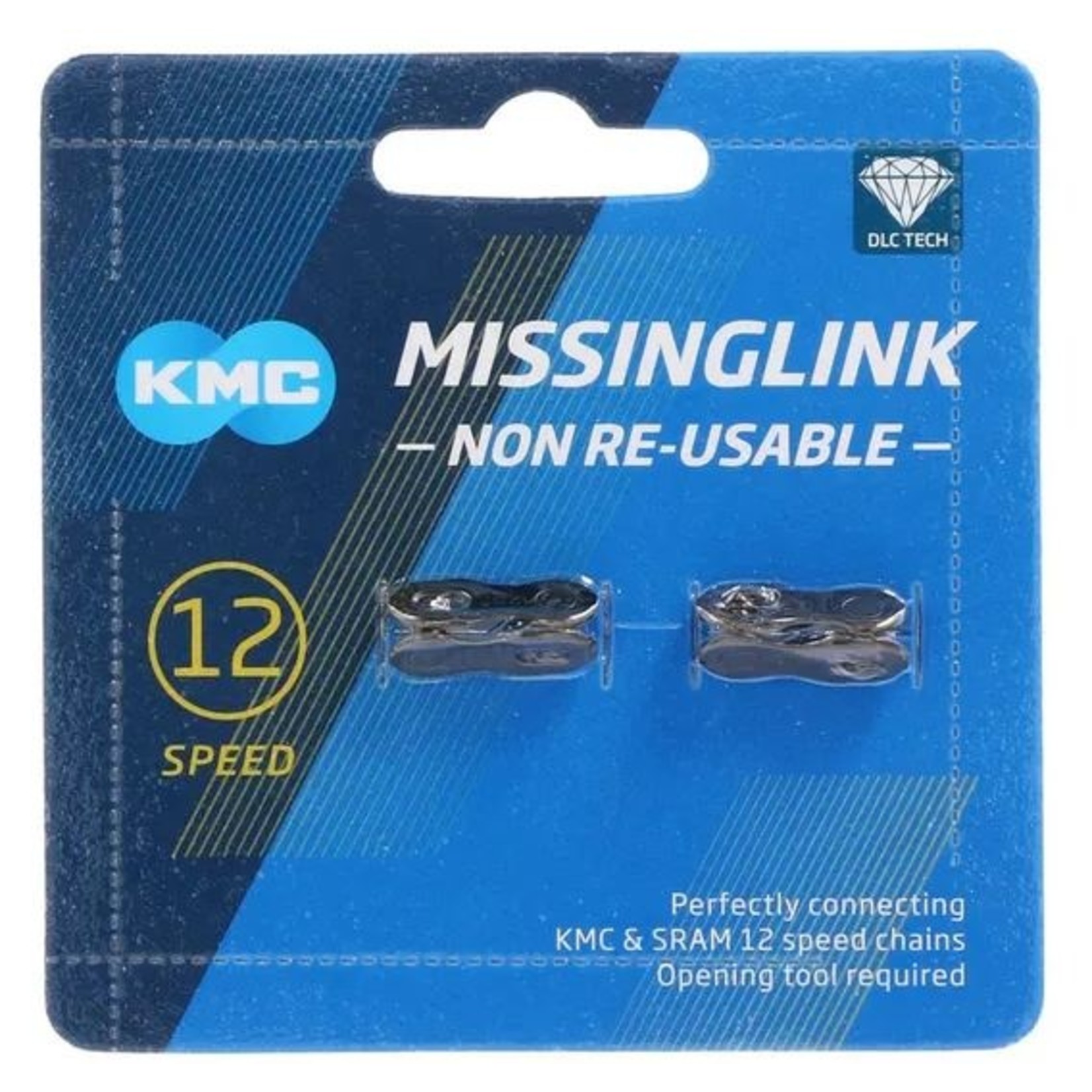 KMC KMC Bike Connecting Chain Links - 12 Speed Non Re-Usable Card of 2 - Silver